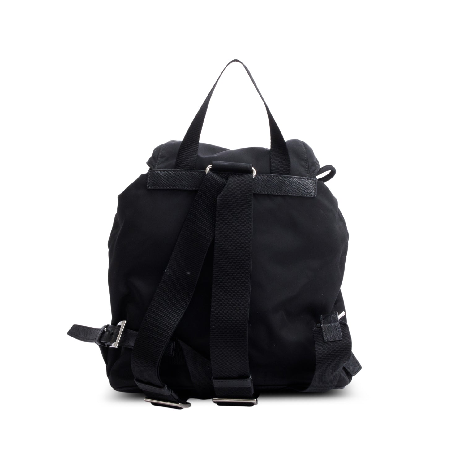 Prada Black Tessuto Nylon & Saffiano Leather Vela Small Backpack