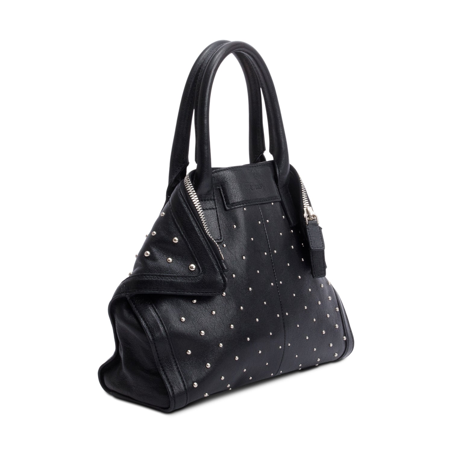 Alexander McQueen Black Calfkskin Leather De Manta Handle Bag w/ Strap