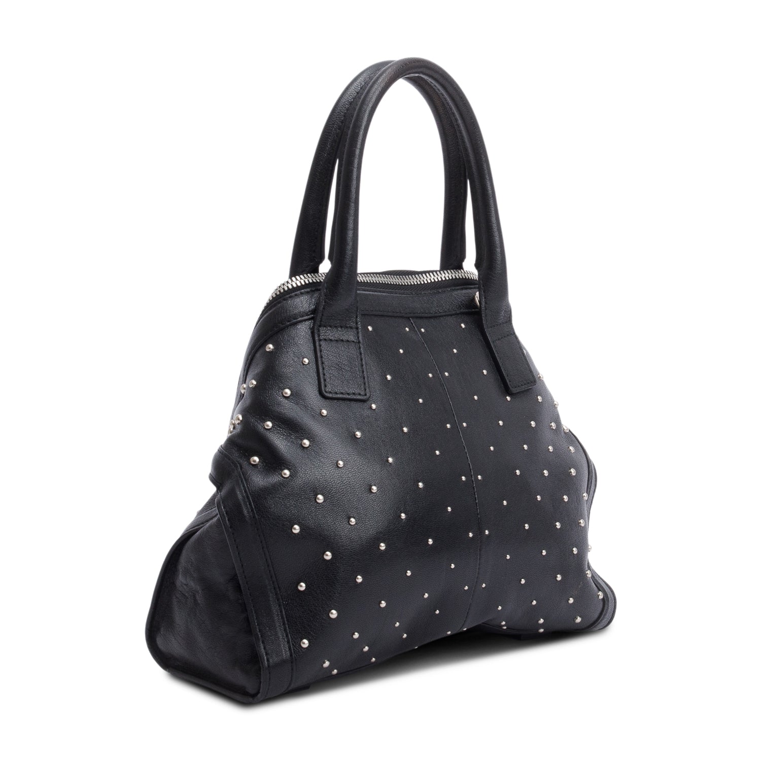 Alexander McQueen Black Calfkskin Leather De Manta Handle Bag w/ Strap