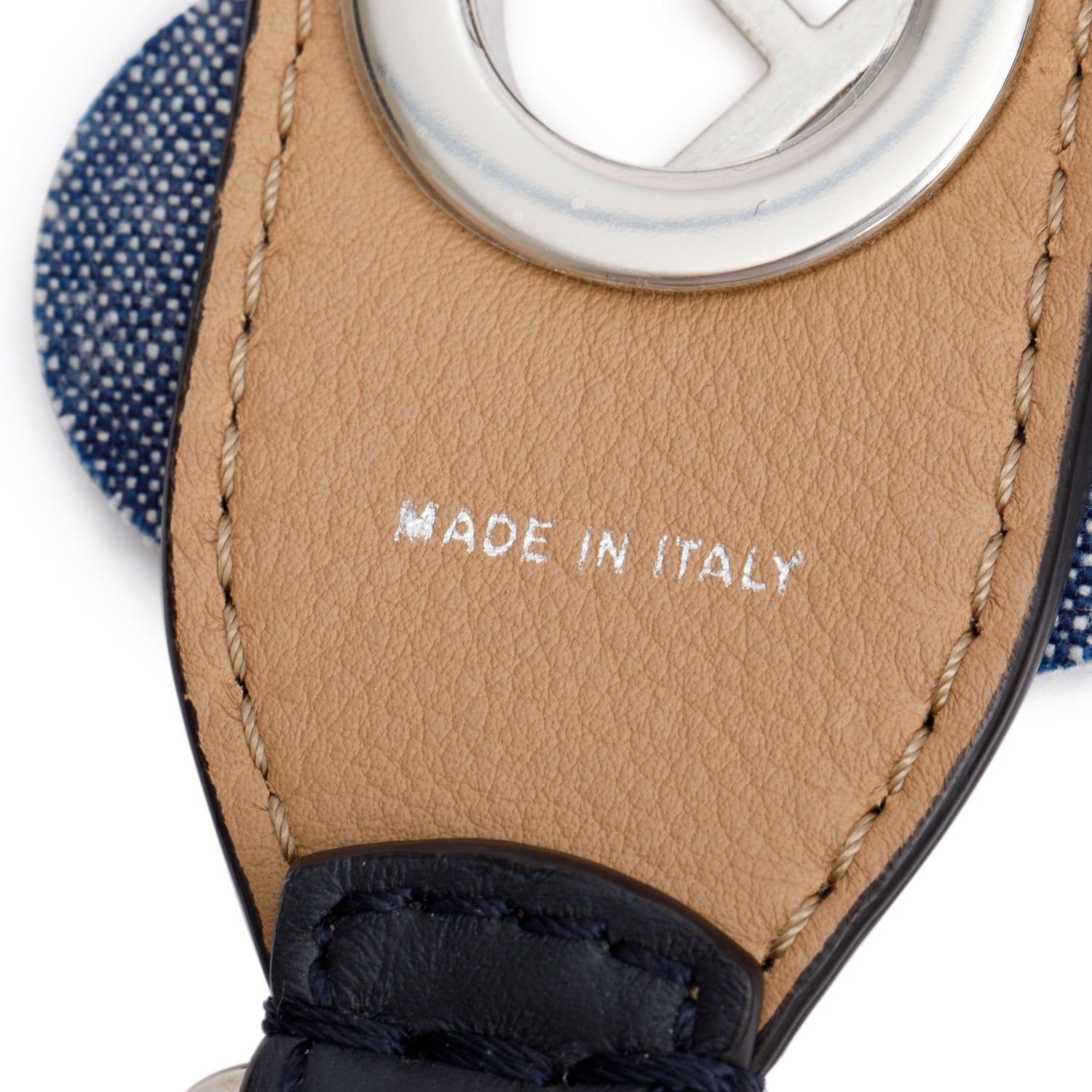 Fendi Black/Blue Leather Strap You Flower Bag Strap