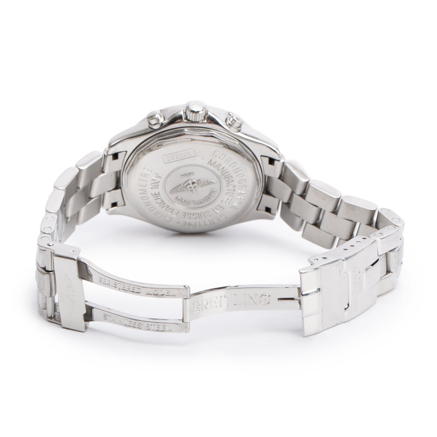 Breitling Stainless Steel Colt 38 MM Chronograph Quartz Watch Black Dial A53350