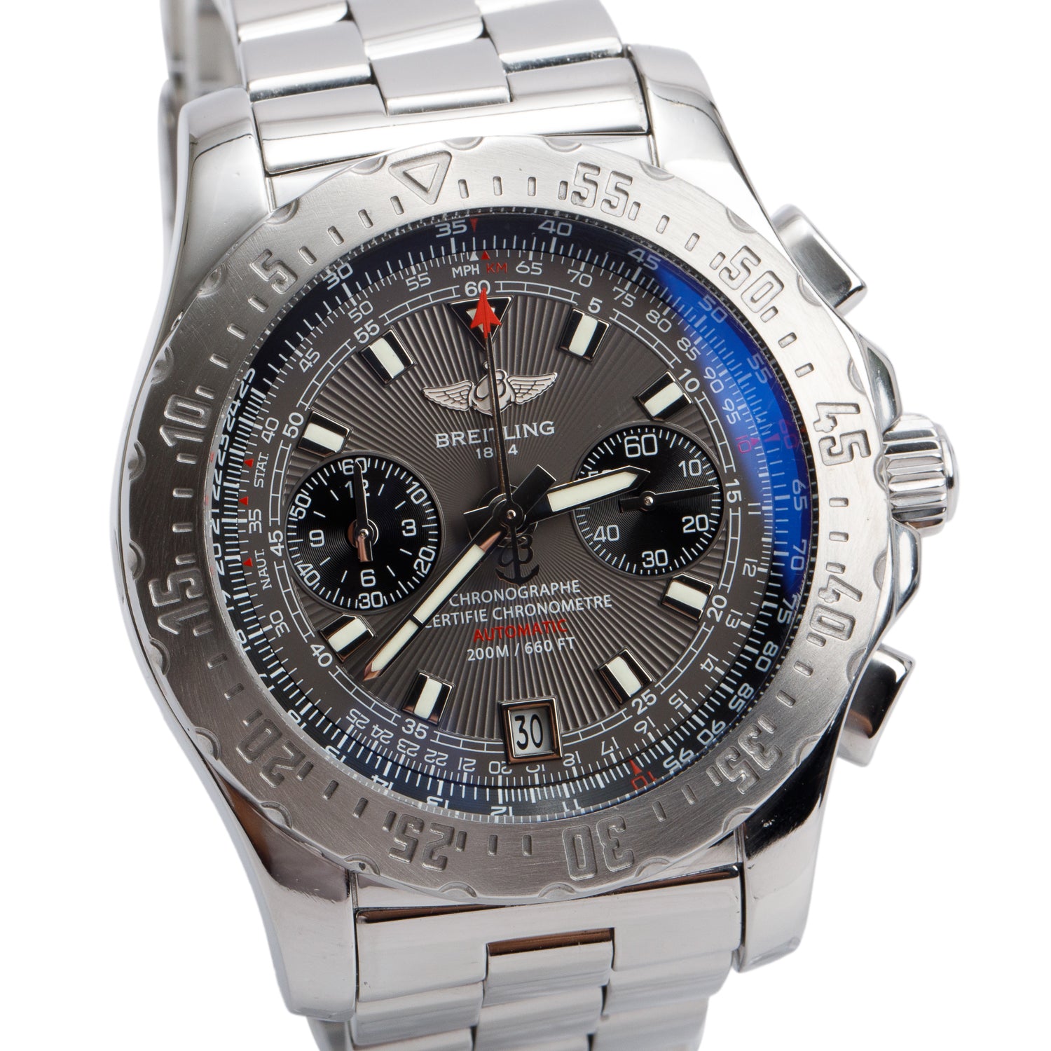 Breitling Stainless Steel Professional Skyracer 43.5 MM Chronograph Automatic Watch Grey Dial A17362 w/ Box & Receipt