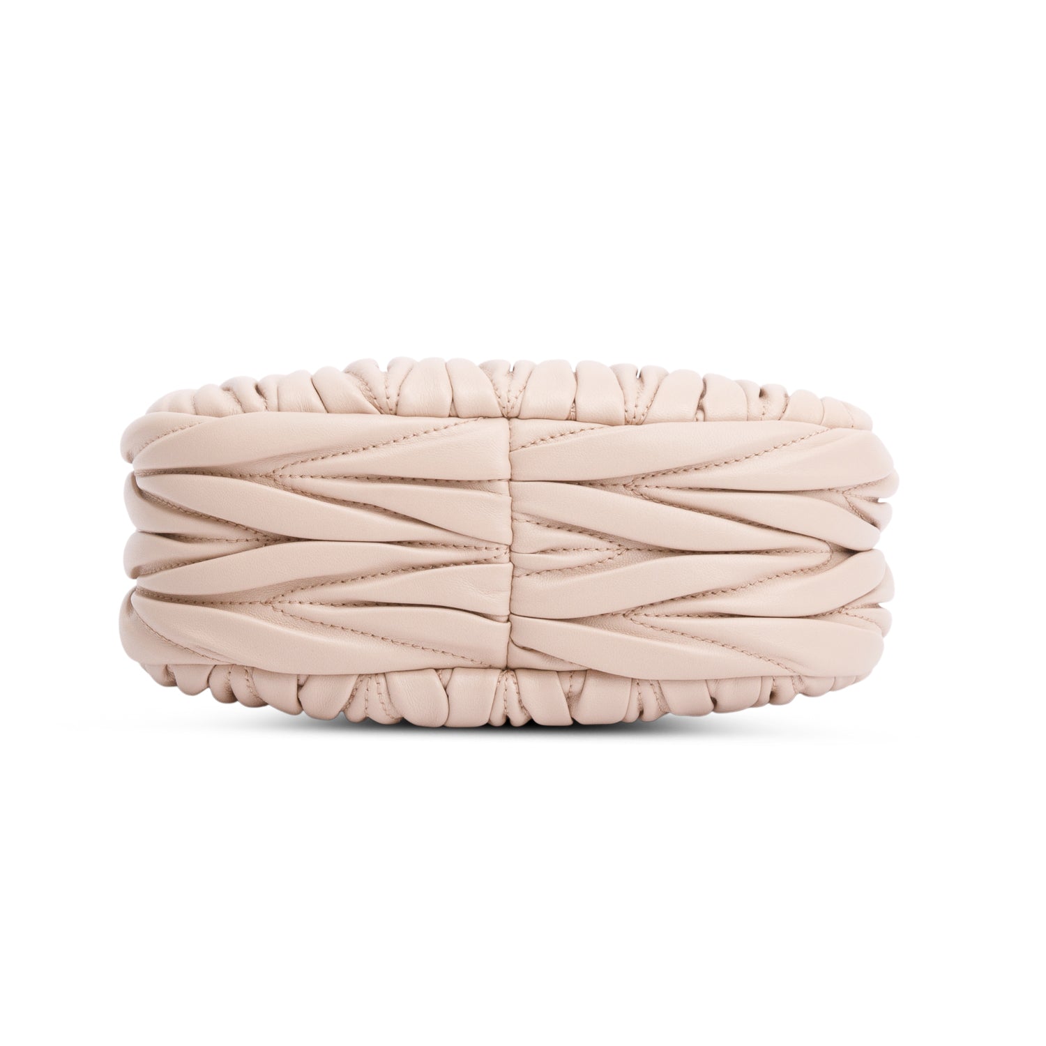 Miu Miu 2024 Beige Wander Nappa Matelasse Leather Mini Hobo Bag w/ Strap