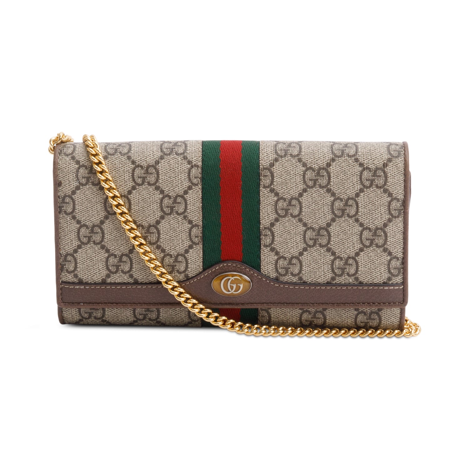 Gucci Beige GG Supreme Ophidia GG Web Wallet on Chain w/ Box