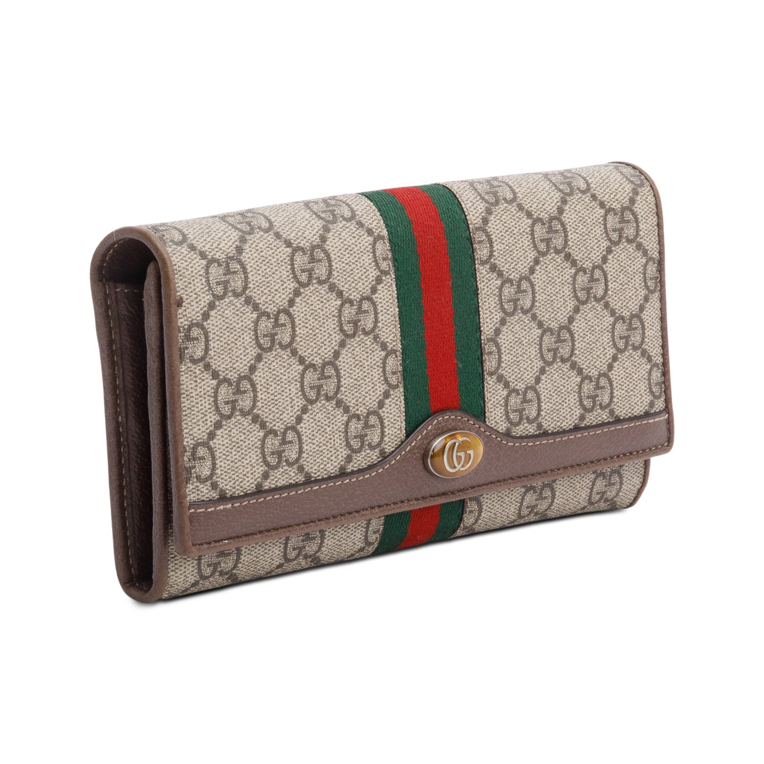 Gucci Beige GG Supreme Ophidia GG Web Wallet on Chain w/ Box