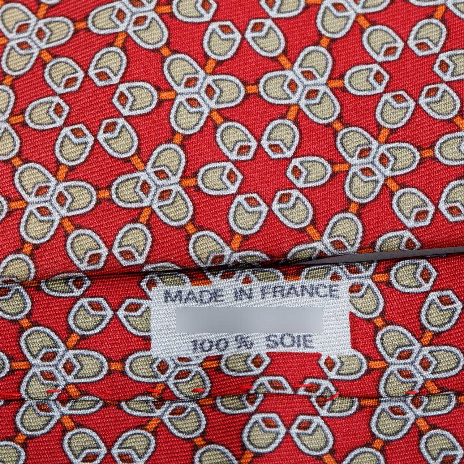 Hermes Red 7053 TA Printed Silk Tie