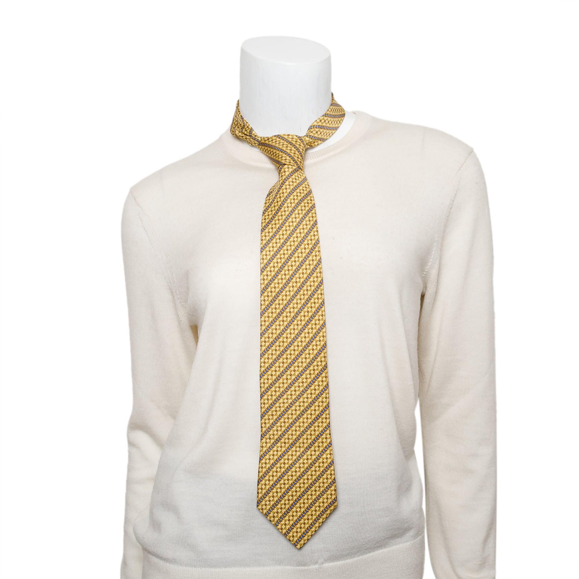 Hermes Yellow 7200 UA Printed Silk Tie