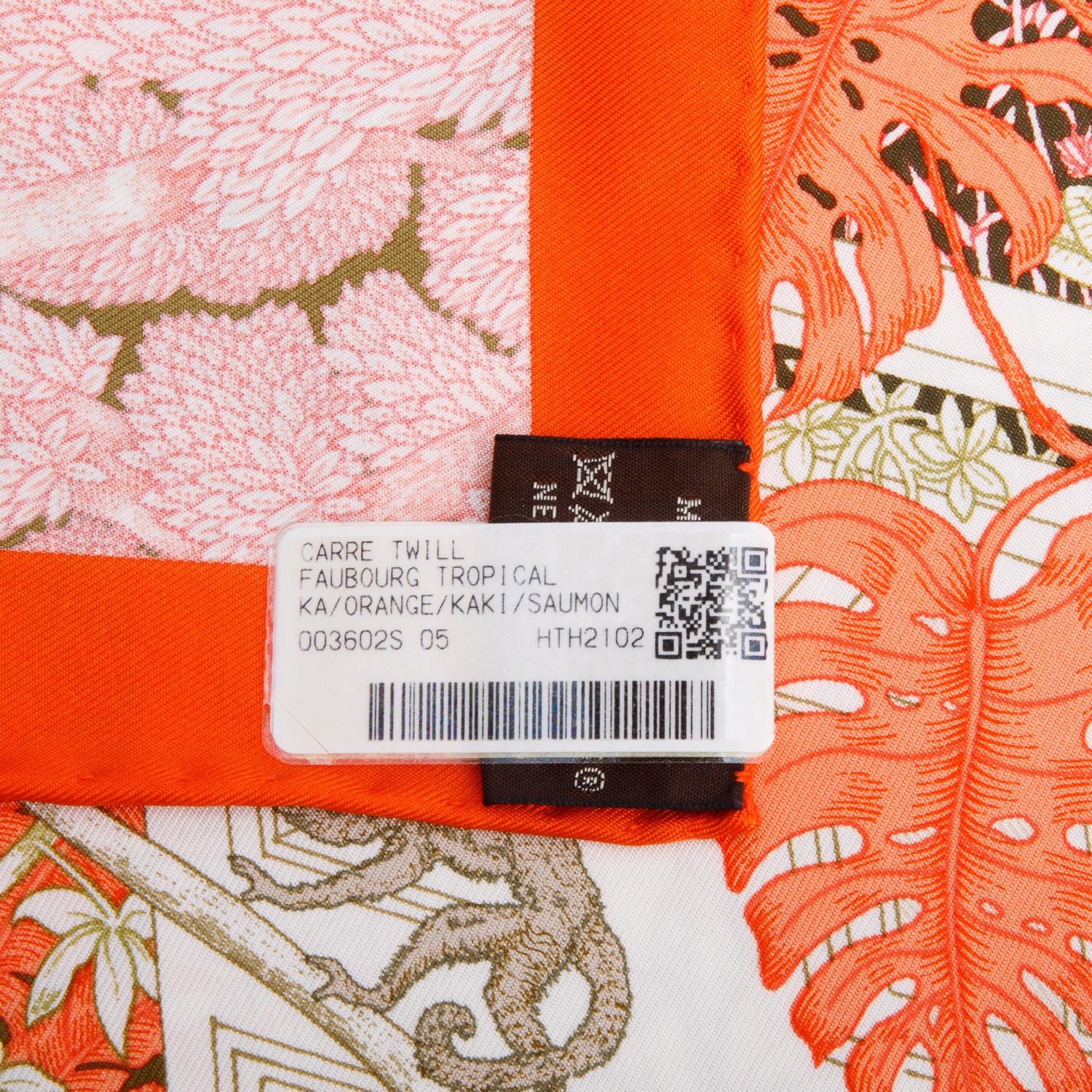 Hermes Orange Multicolor 'Faubourge Tropical' Silk Scarf 90 w/ Box