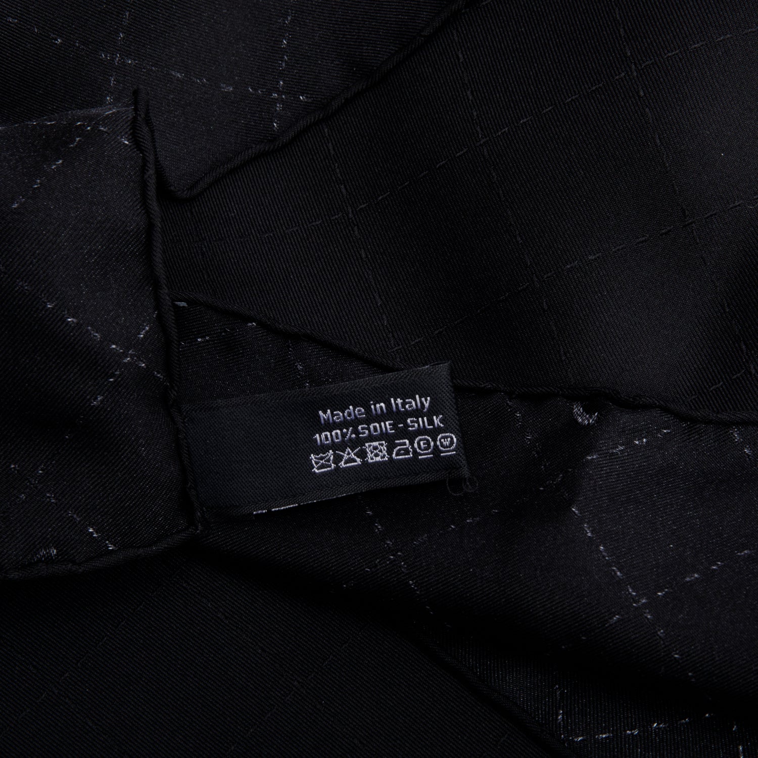 Chanel Black Printed Silk Scarf w/ Box