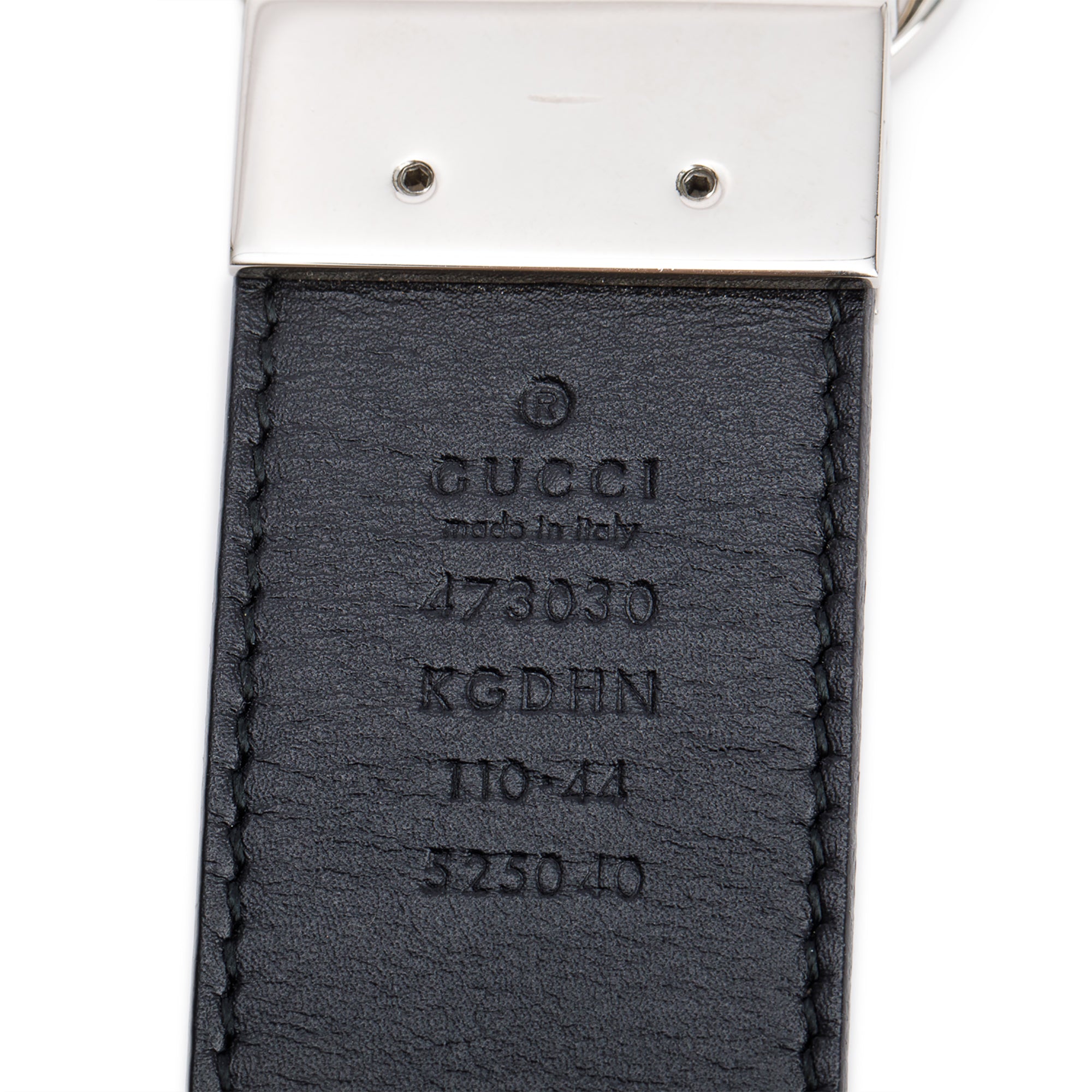 Gucci GG Supreme Canvas Black Calfskin Leather Interlocking G Reversible Belt 110 44