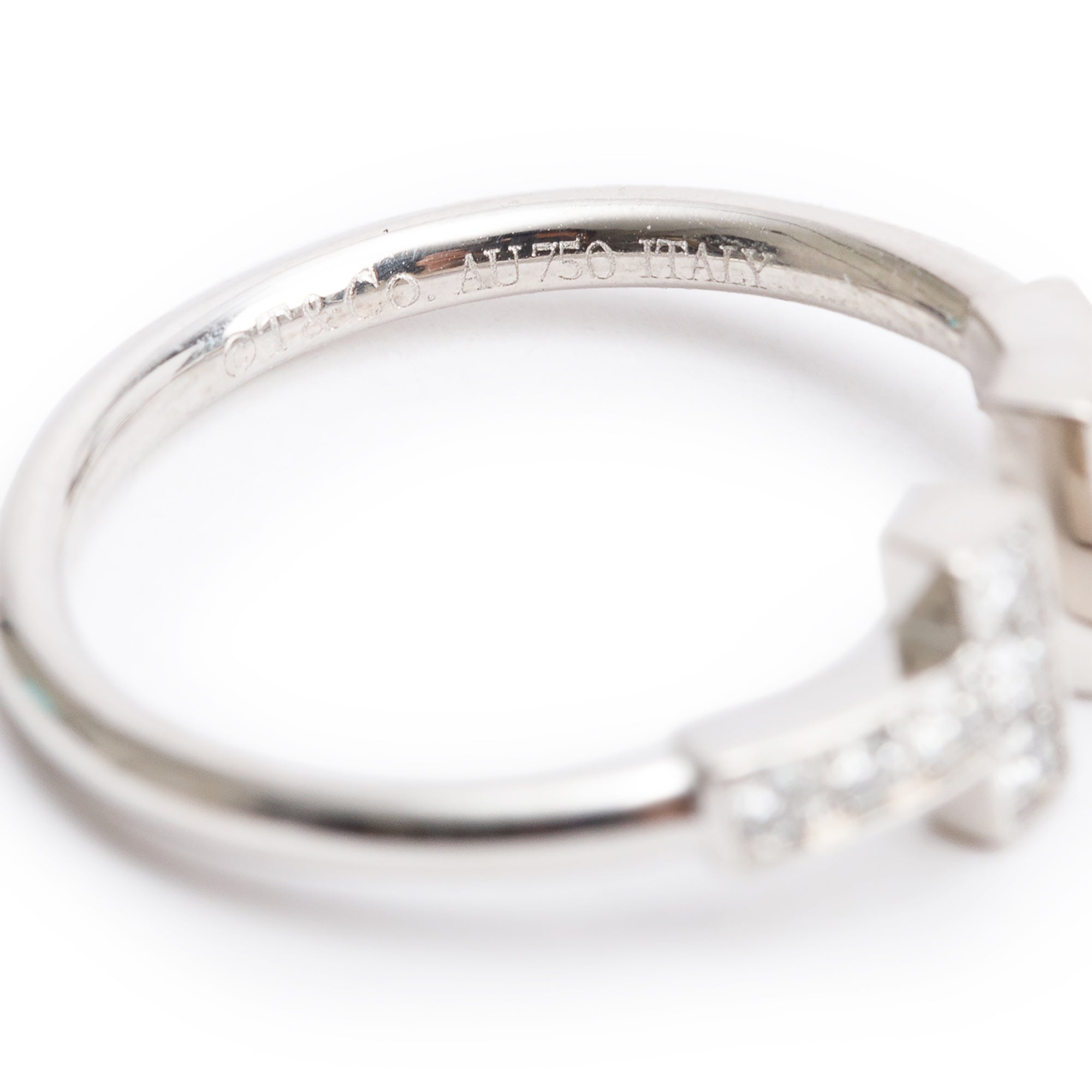 Tiffany & Co. 18k White Gold Diamond T Wire Ring, Size 5 w/ Box