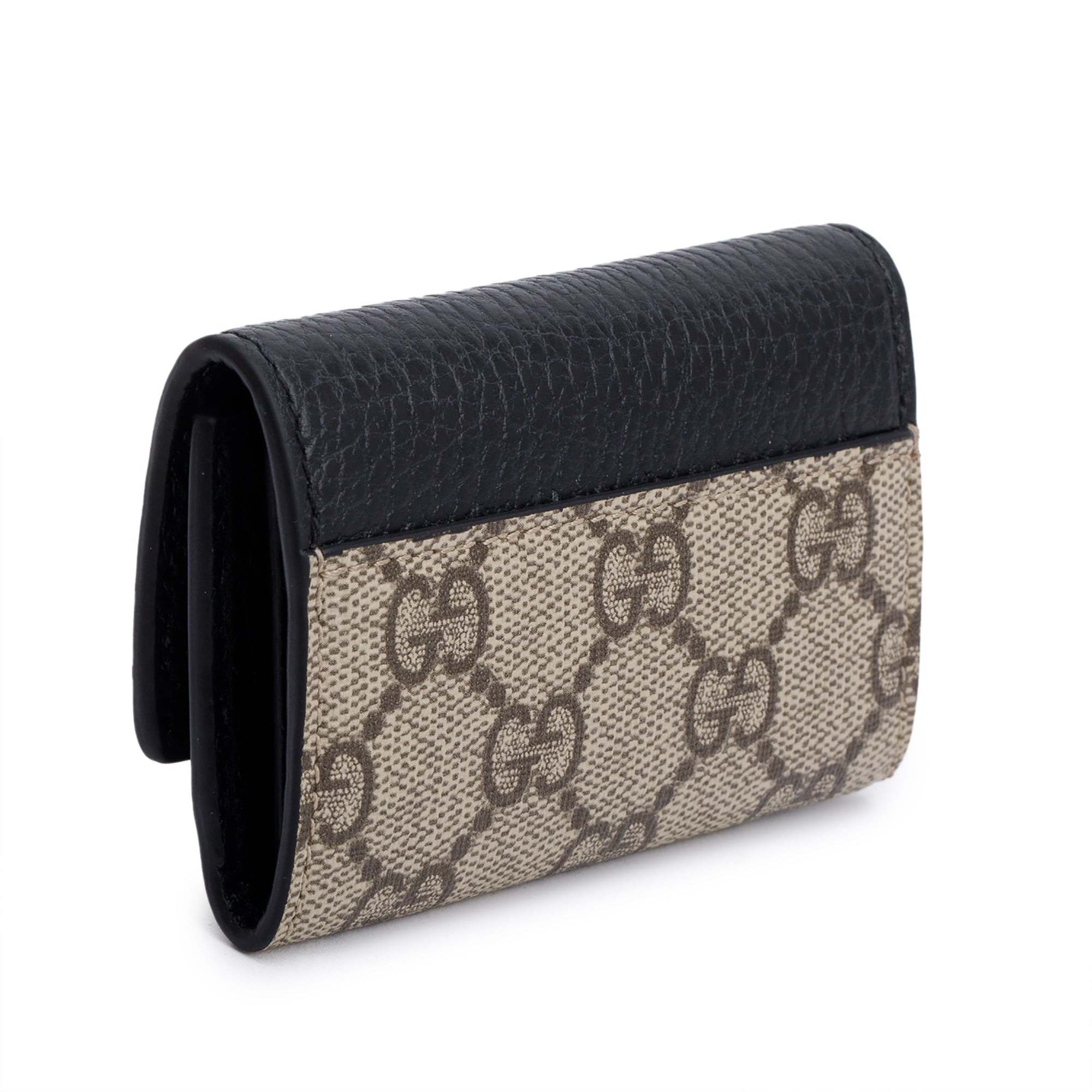 Gucci Black Leather GG Supreme GG Marmont 6 Key Case