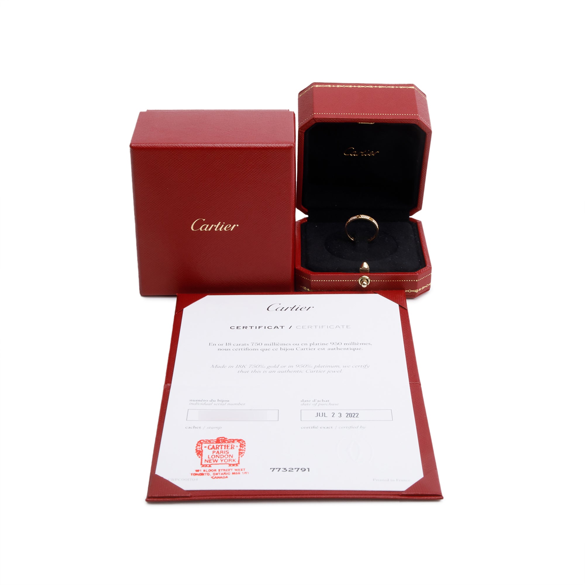 Cartier 2022 18k Yellow Gold Paved Diamond Love Ring, Mini Model Size 52 6 w/ Box & Certificate