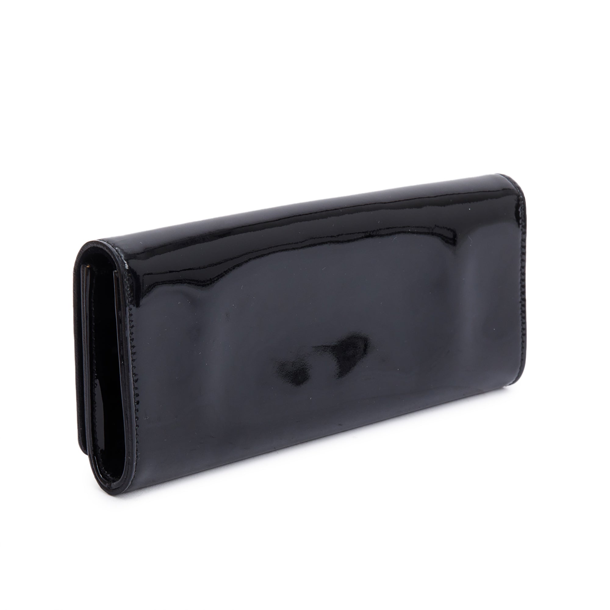 Gucci Black Patent Leather Romy Clutch