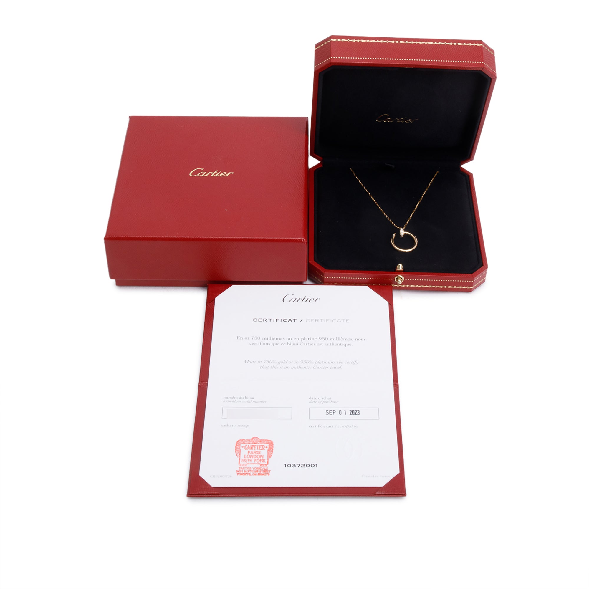Cartier 2023 18k Yellow Gold Diamond Juste Un Clou Pendant Necklace w/ Box & Certificate