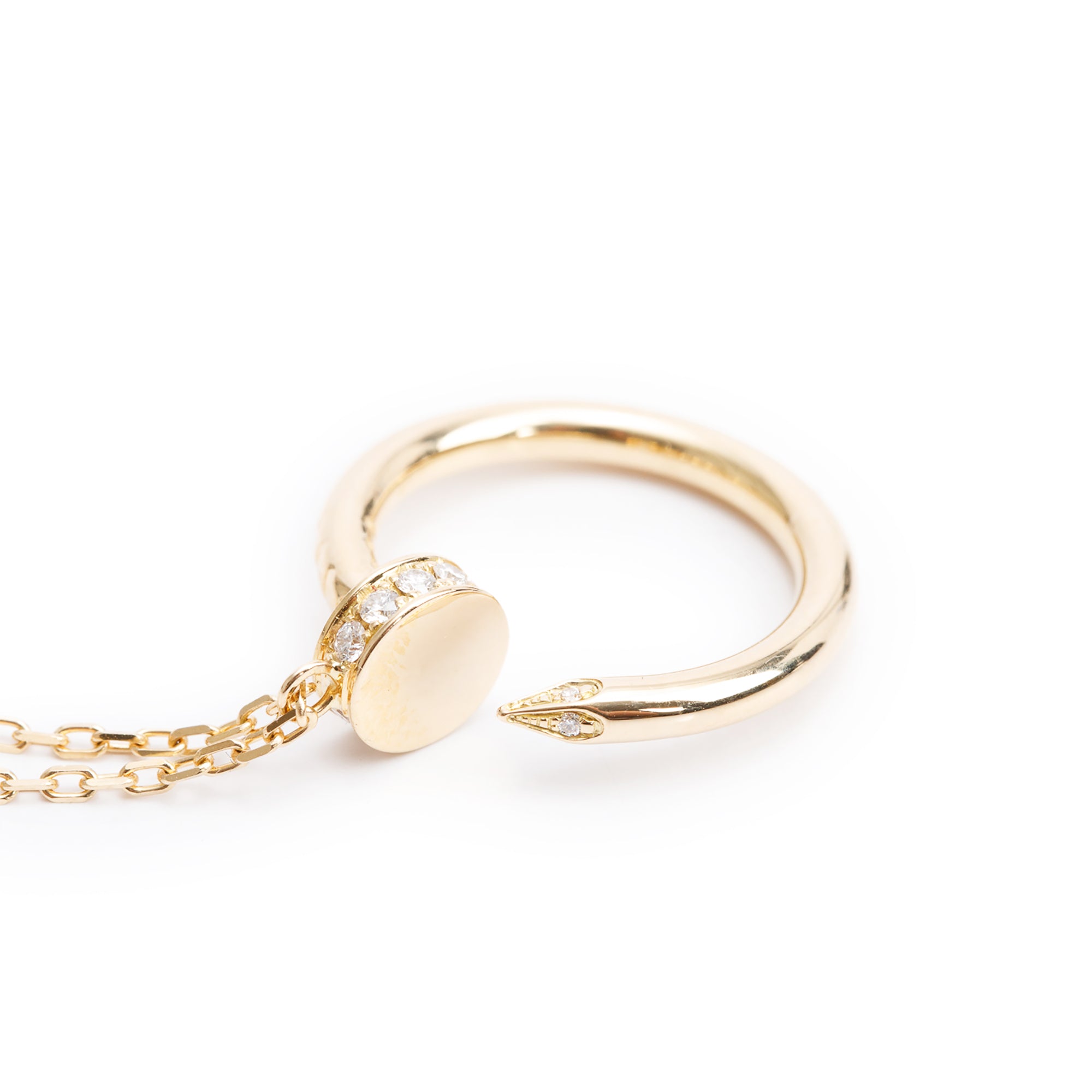 Cartier 2023 18k Yellow Gold Diamond Juste Un Clou Pendant Necklace w/ Box & Certificate