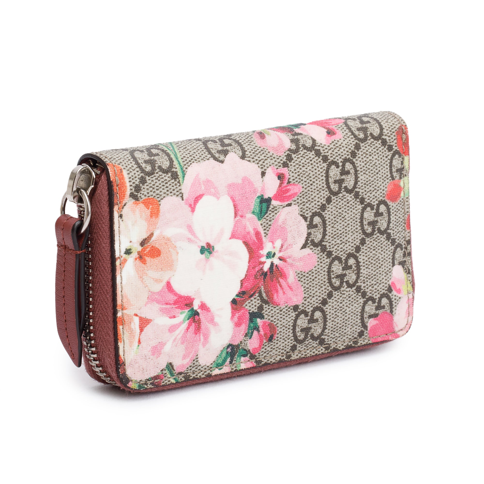 Gucci GG Supreme Blooms Zip Around Card Case Wallet w/ Box