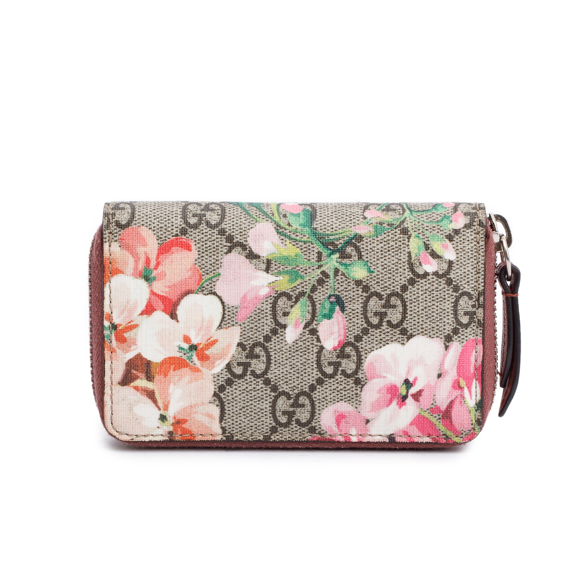 Gucci GG Supreme Blooms Zip Around Card Case Wallet w/ Box