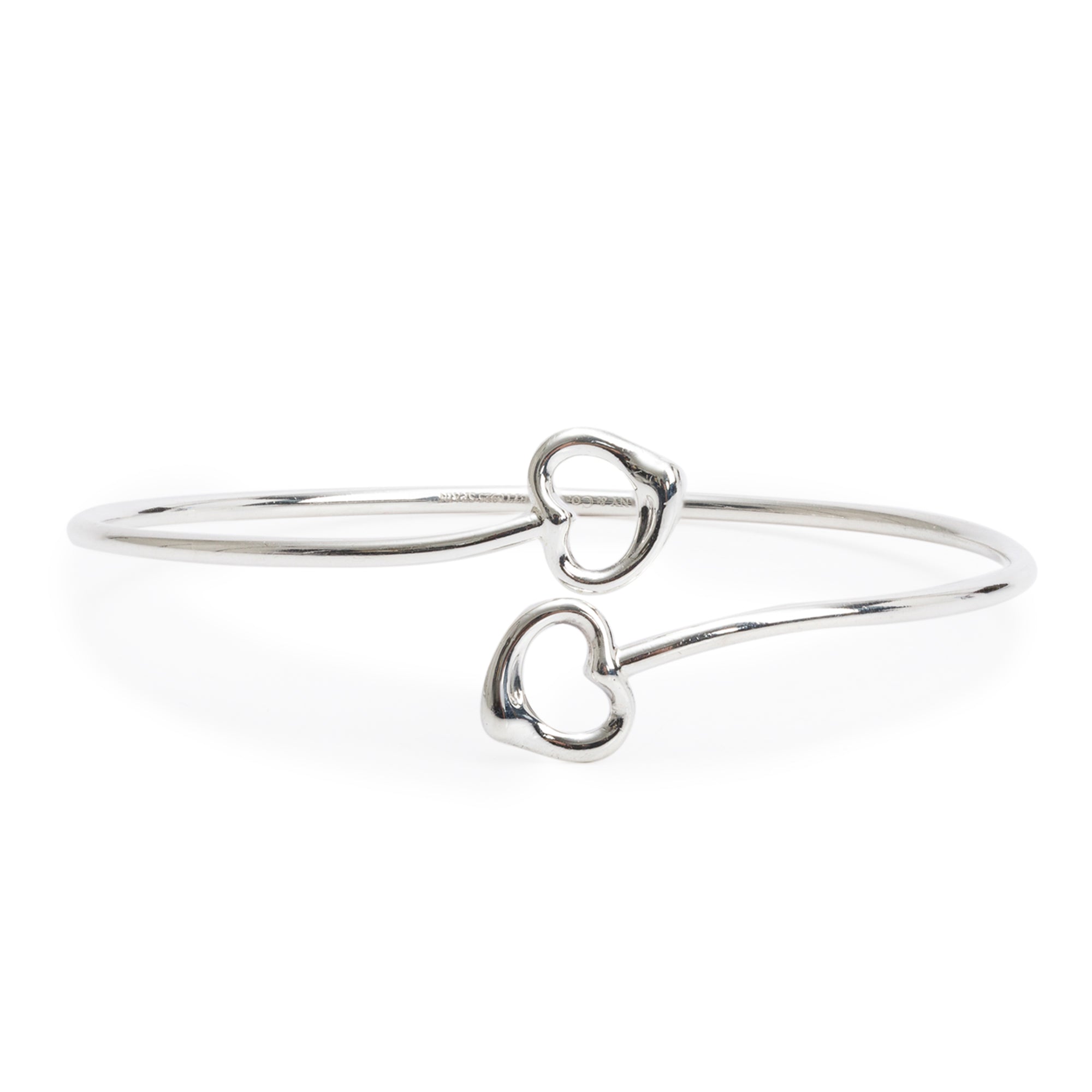 Tiffany & Co. Elsa Peretti Sterling Silver Double Open Heart Bangle Bracelet