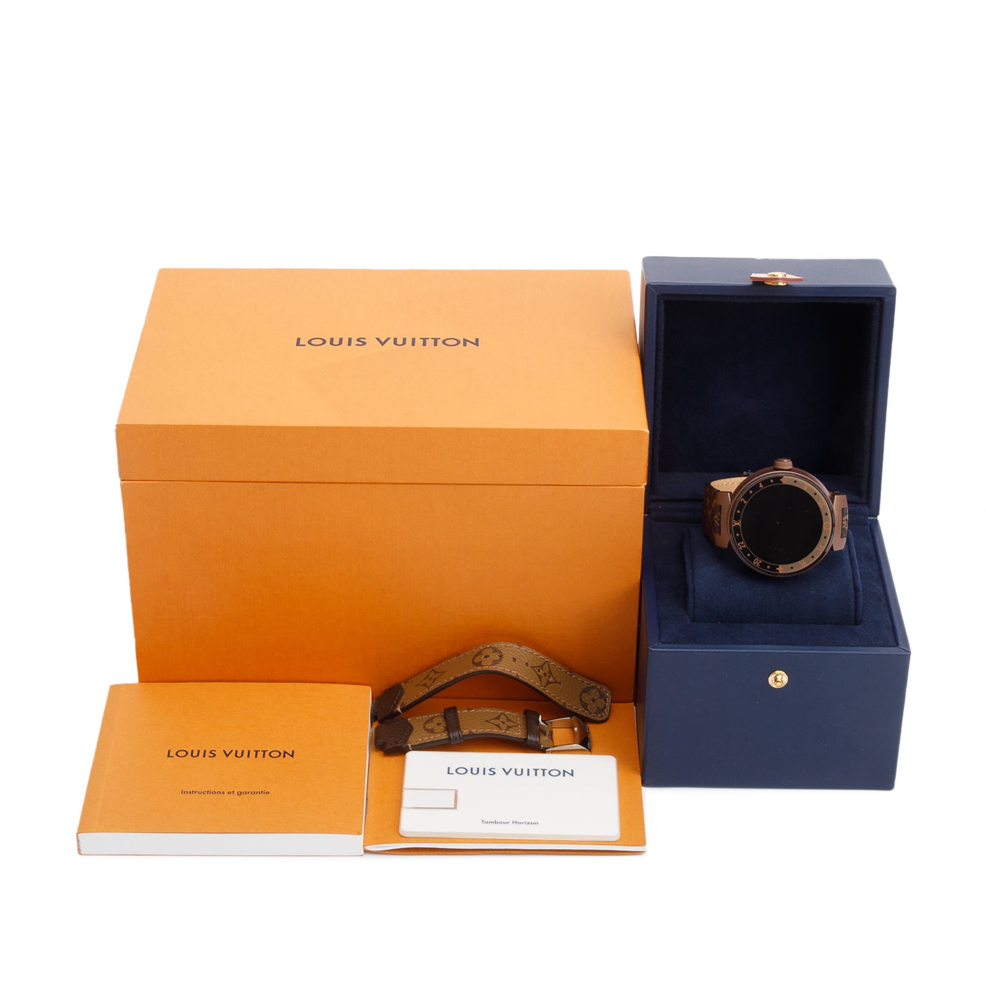 Louis Vuitton Brown PVD Stainless Steel Tambour Horizon 42 MM Digital Smart Watch QA052 w/ Box, Papers & Extra Strap