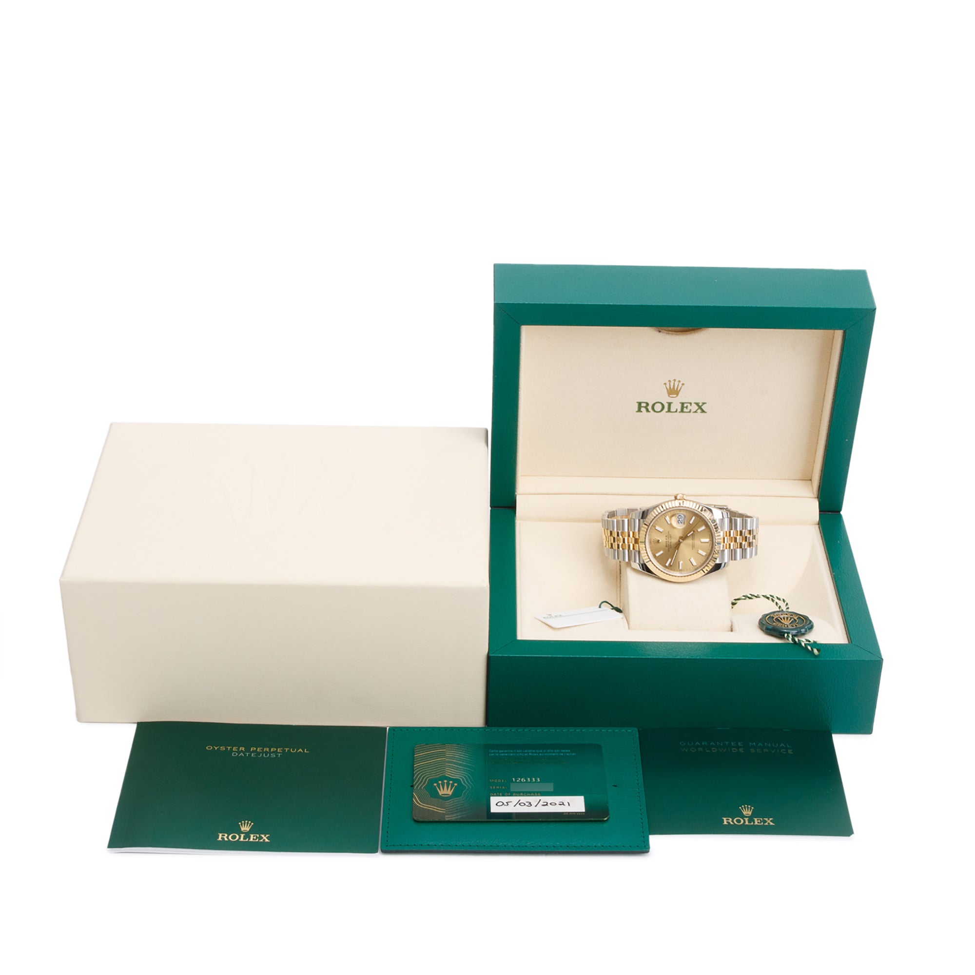 Rolex 2021 Stainless Steel & 18k Yellow Gold Oyster Perpetual Datejust 41 MM Watch Gold Dial 126333 w/ Box & Papers