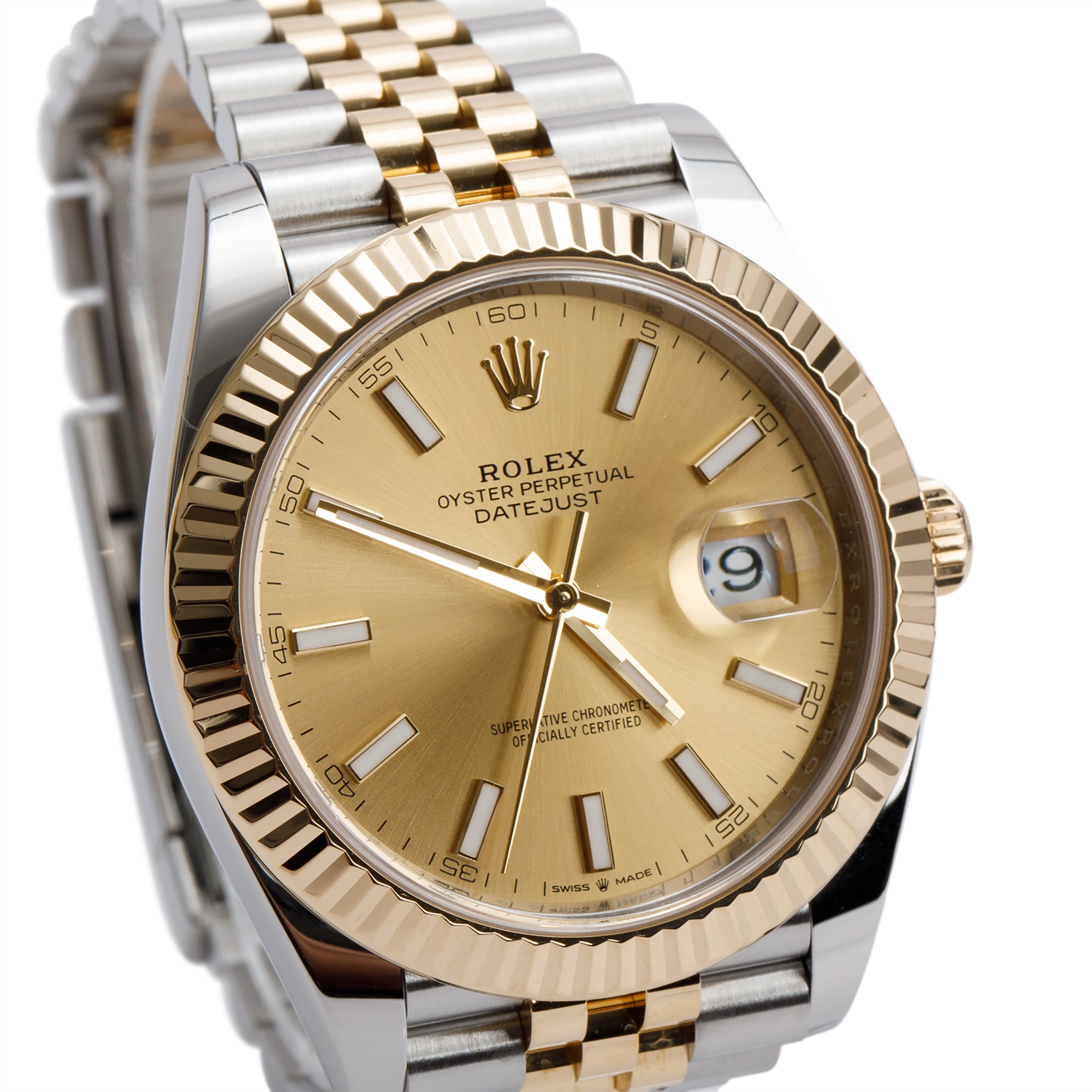 Rolex 2021 Stainless Steel & 18k Yellow Gold Oyster Perpetual Datejust 41 MM Watch Gold Dial 126333 w/ Box & Papers
