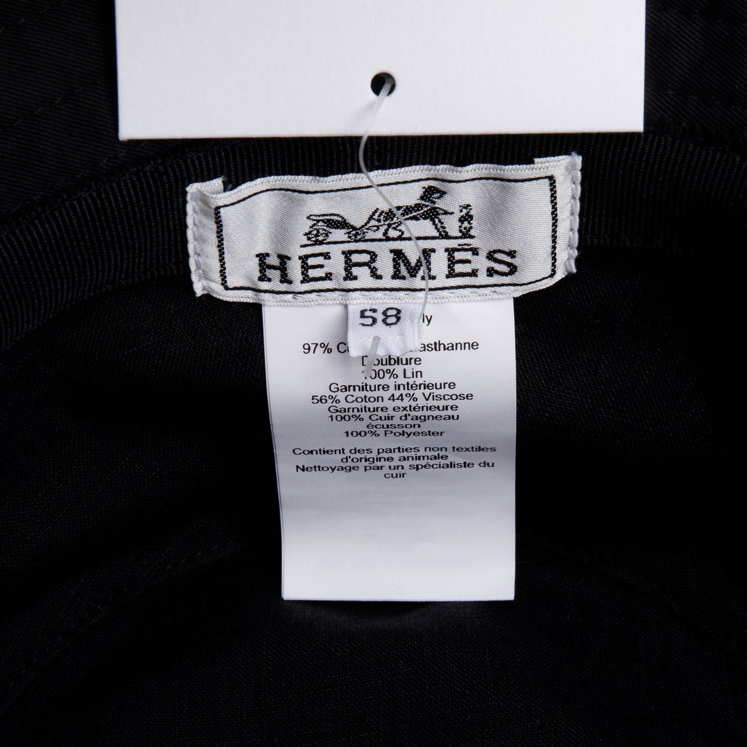 Hermes Black Cotton Fred H Circle Bucket Hat, Size 58