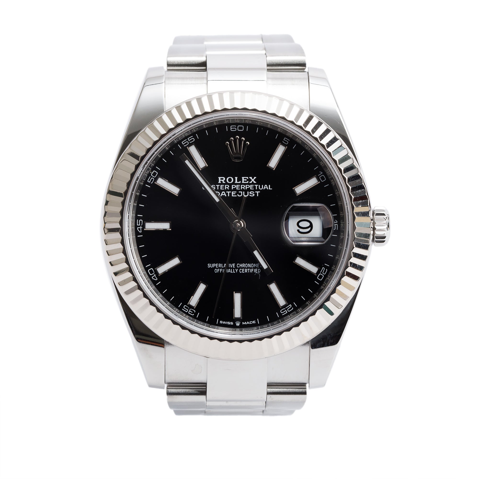 Rolex Stainless Steel Oyster Perpetual Datejust 41 MM Watch Black Dial 126334 w/ Box & Papers