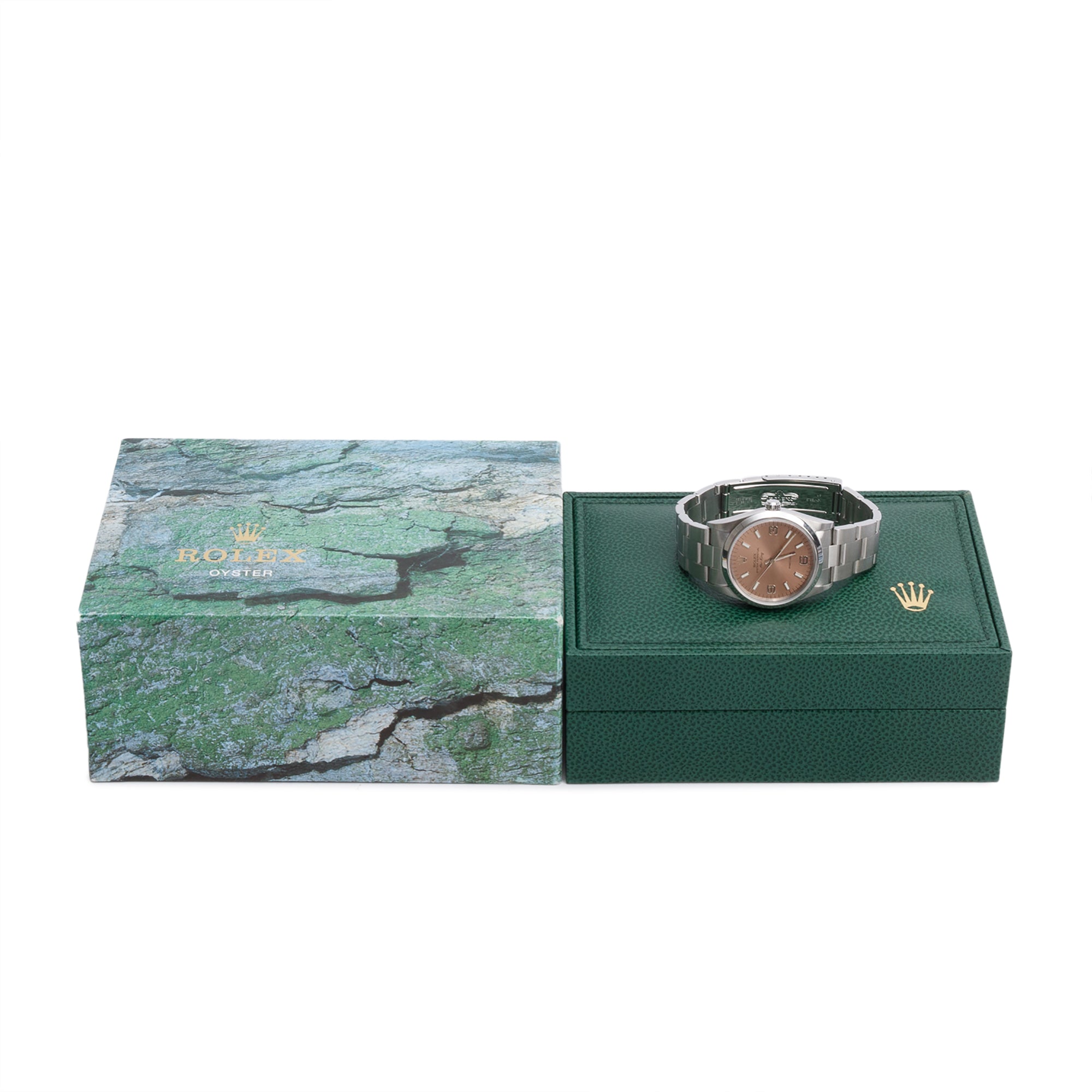 Rolex Stainless Steel Oyster Perpetual Air King 34 MM Automatic Watch Salmon Dial 14000 w/ Box