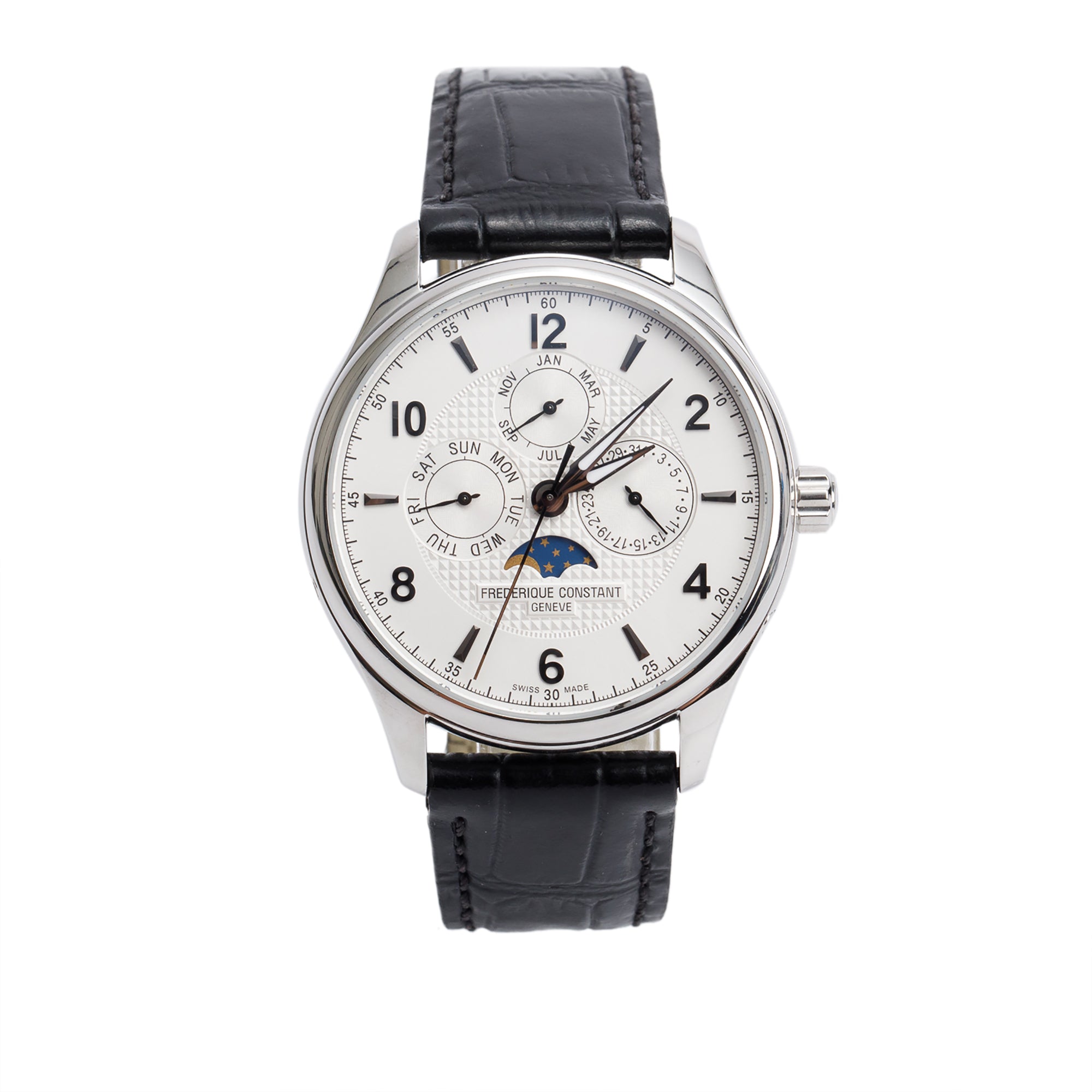 Frederique Constant Limited Edition Stainless Steel Runabout Moonphase 40 MM Automatic Watch w/ Box & Papers