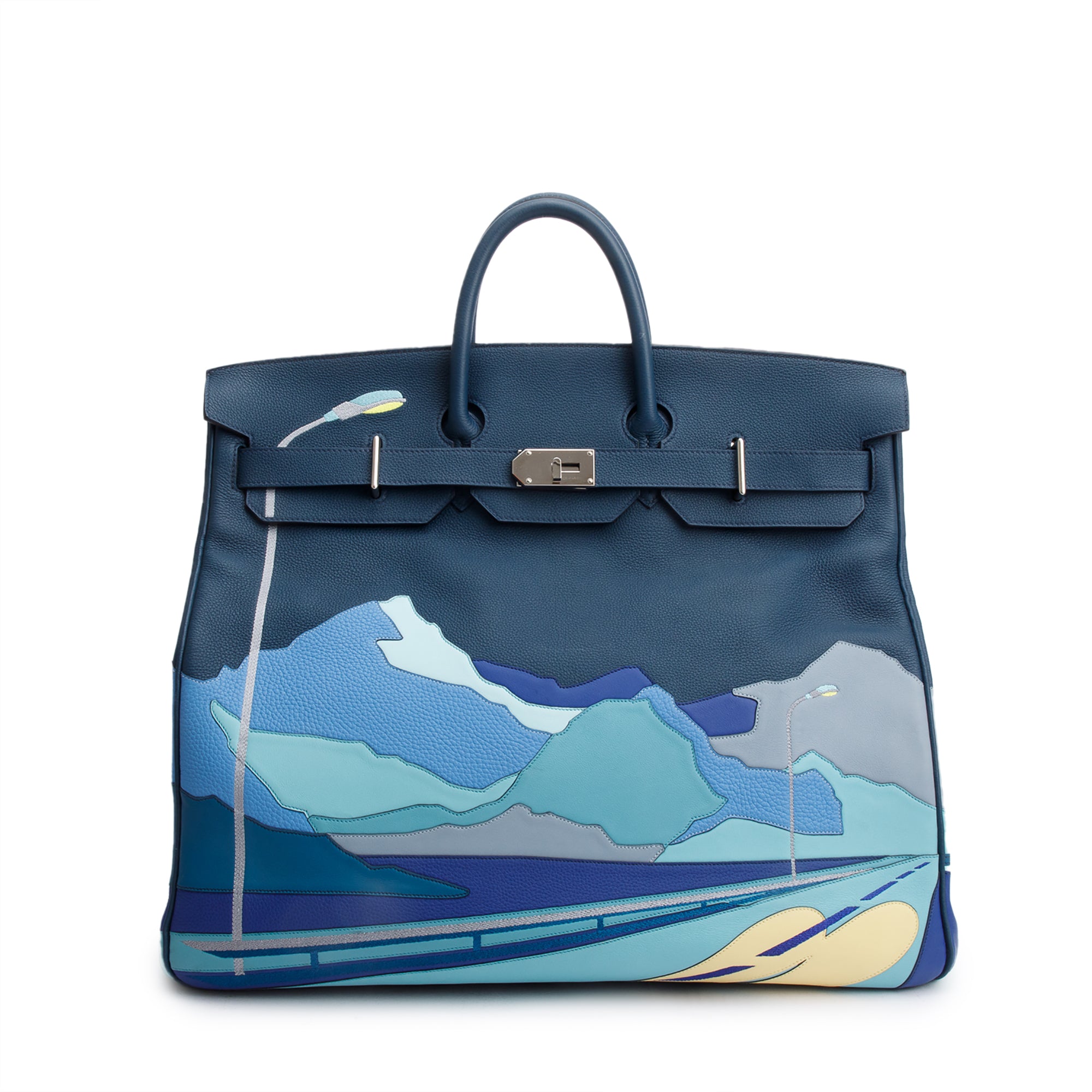 Hermes Bleu Colvert Togo Leather Endless Road HAC Birkin 50