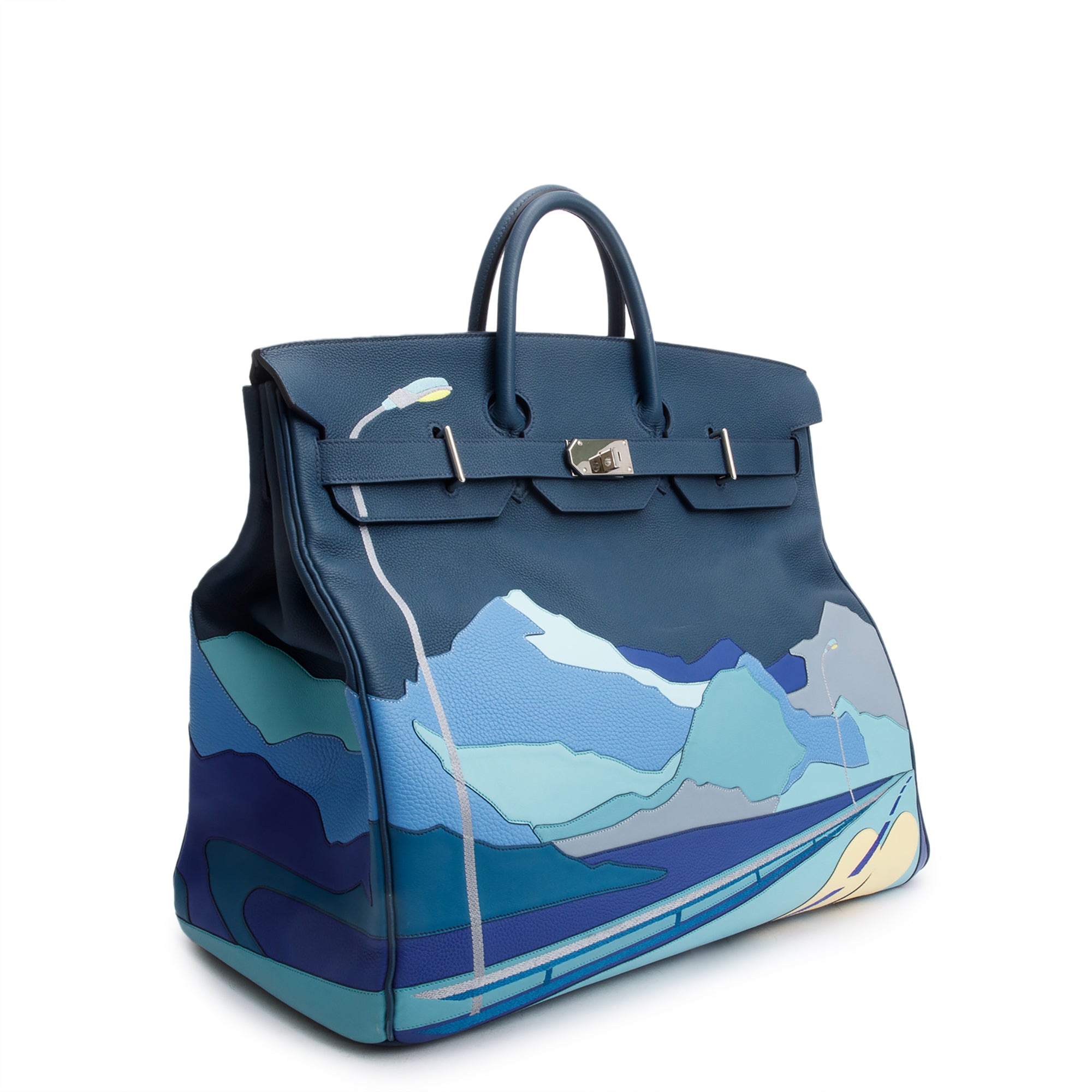Hermes Bleu Colvert Togo Leather Endless Road HAC Birkin 50