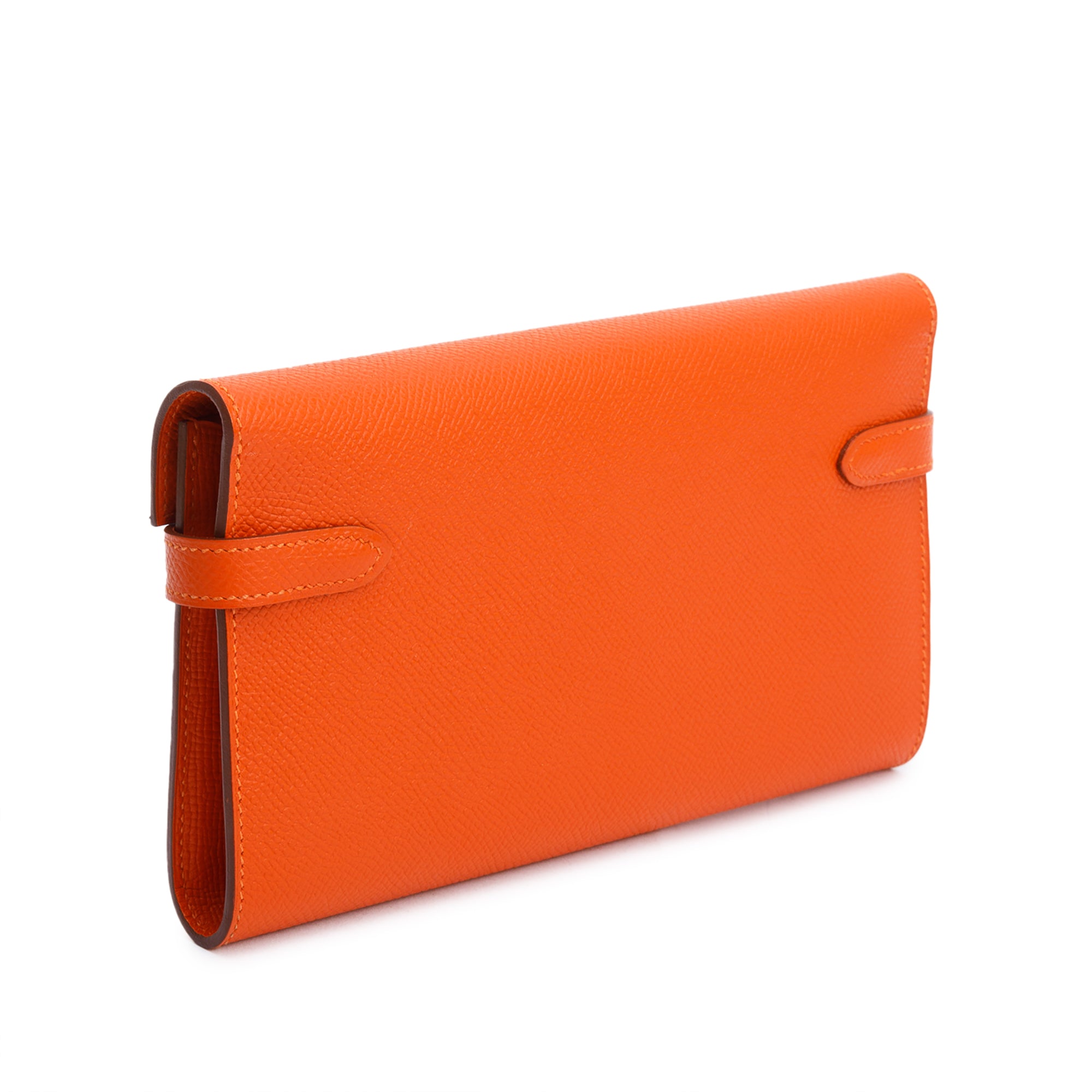 Hermes Orange Epsom Leather Classic Kelly Longue Wallet