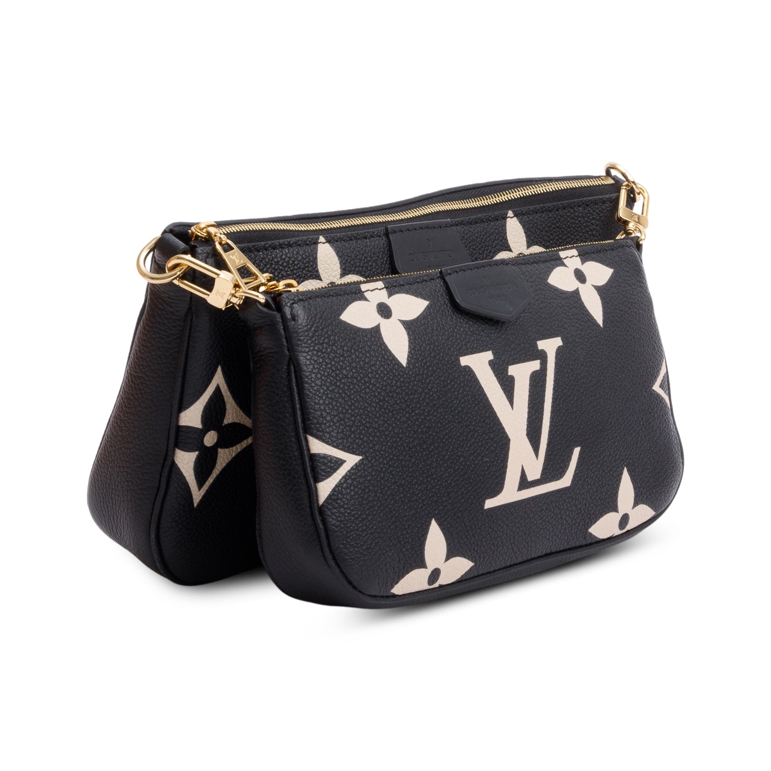 Louis Vuitton 2024 Black Monogram Bicolor Empreinte Leather Pochette Accessoires w/ Straps, Box & Receipt