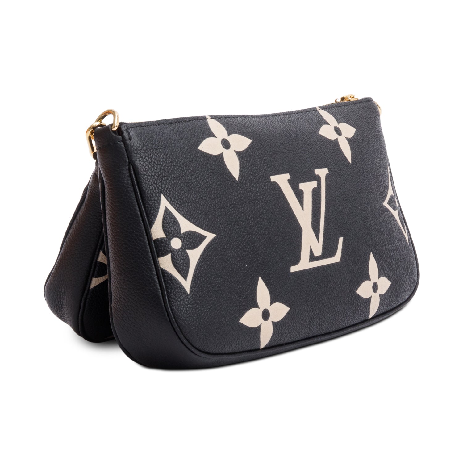 Louis Vuitton 2024 Black Monogram Bicolor Empreinte Leather Pochette Accessoires w/ Straps, Box & Receipt