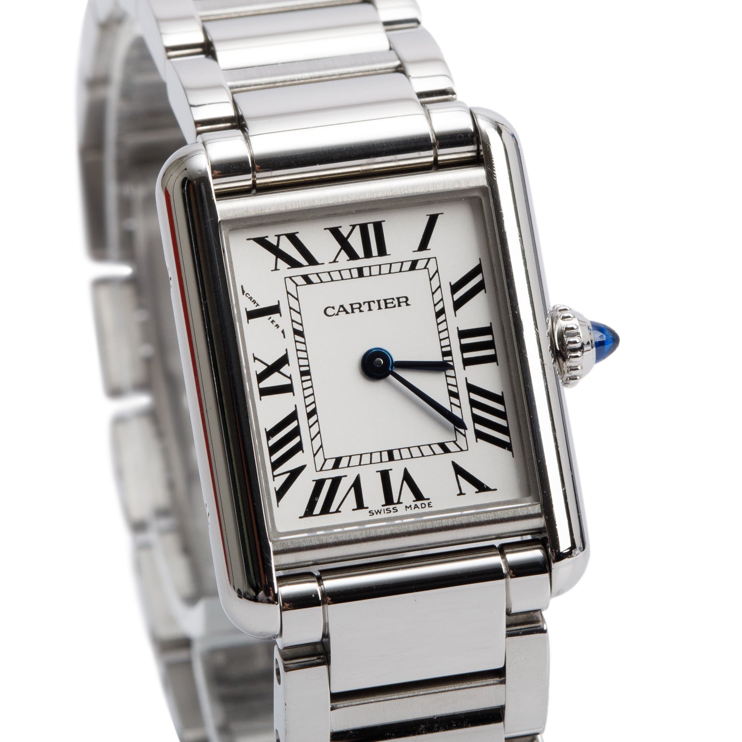 Cartier Stainless Steel Tank Must de Cartier Quartz Watch, Small Model 4322 w/ Box, Papers & Extra Leather Strap
