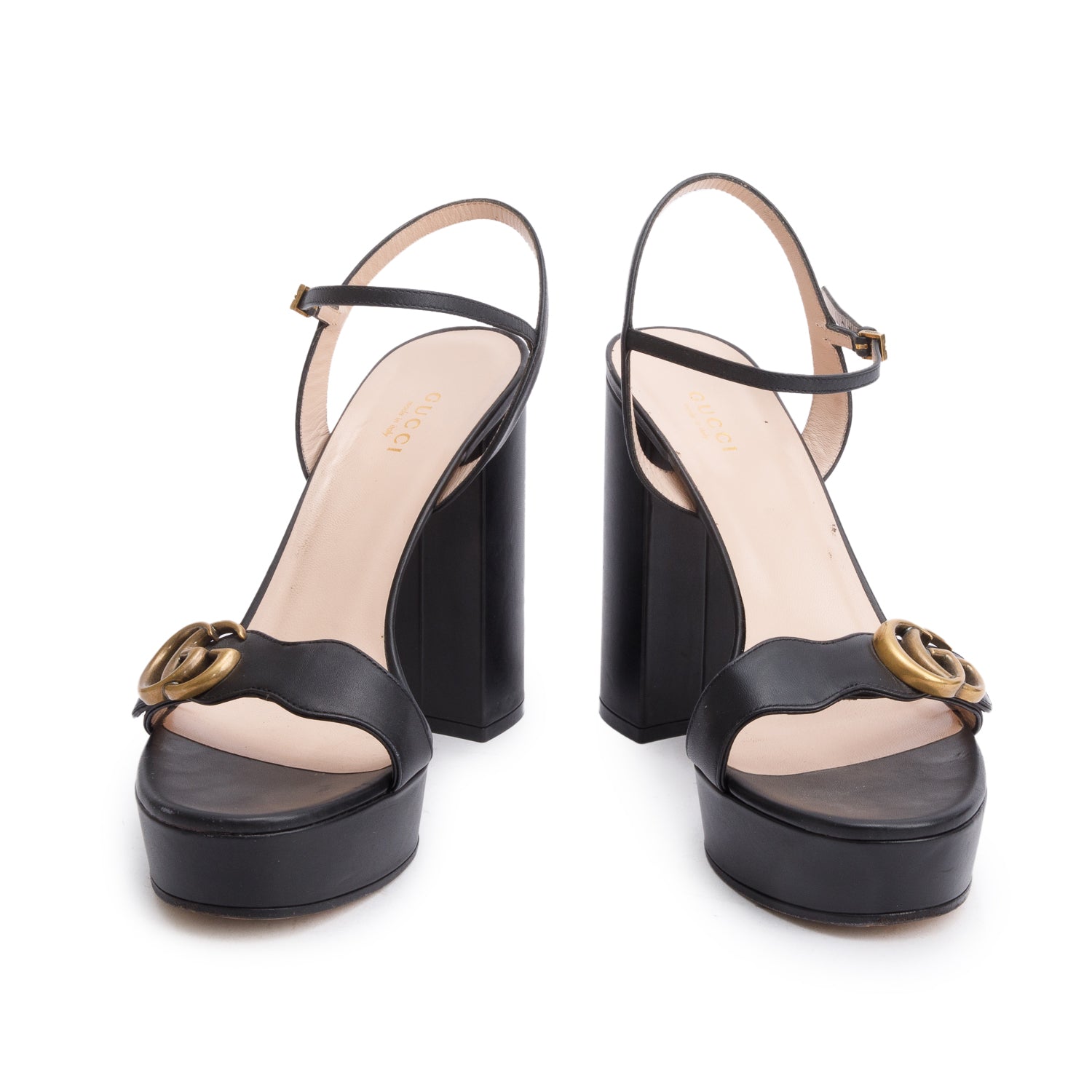 Gucci Black GG Marmont Leather Lifford Platform Sandals, Size 40