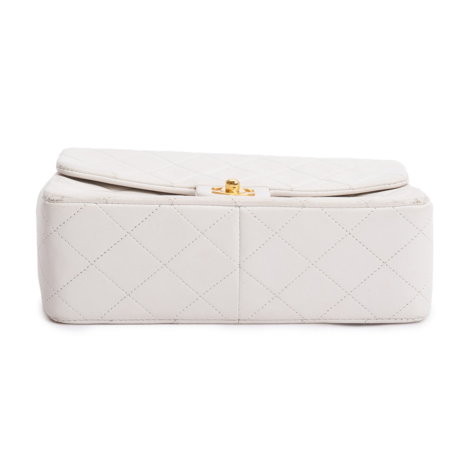 Chanel Vintage White Quilted Lambskin Leather Small Square Single Flap Bag w/ Box & Authenticity Card
