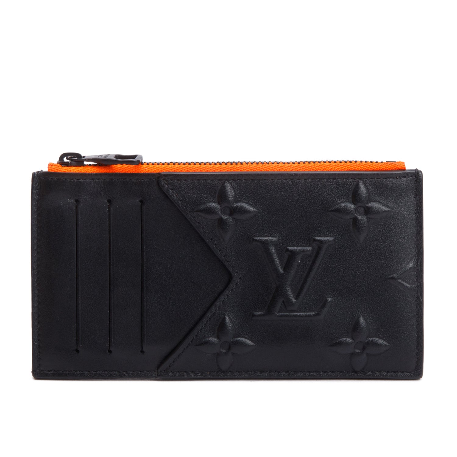 Louis Vuitton 2021 Black Monogram Seal Leather Coin Card Holder w/ Box & Receipt