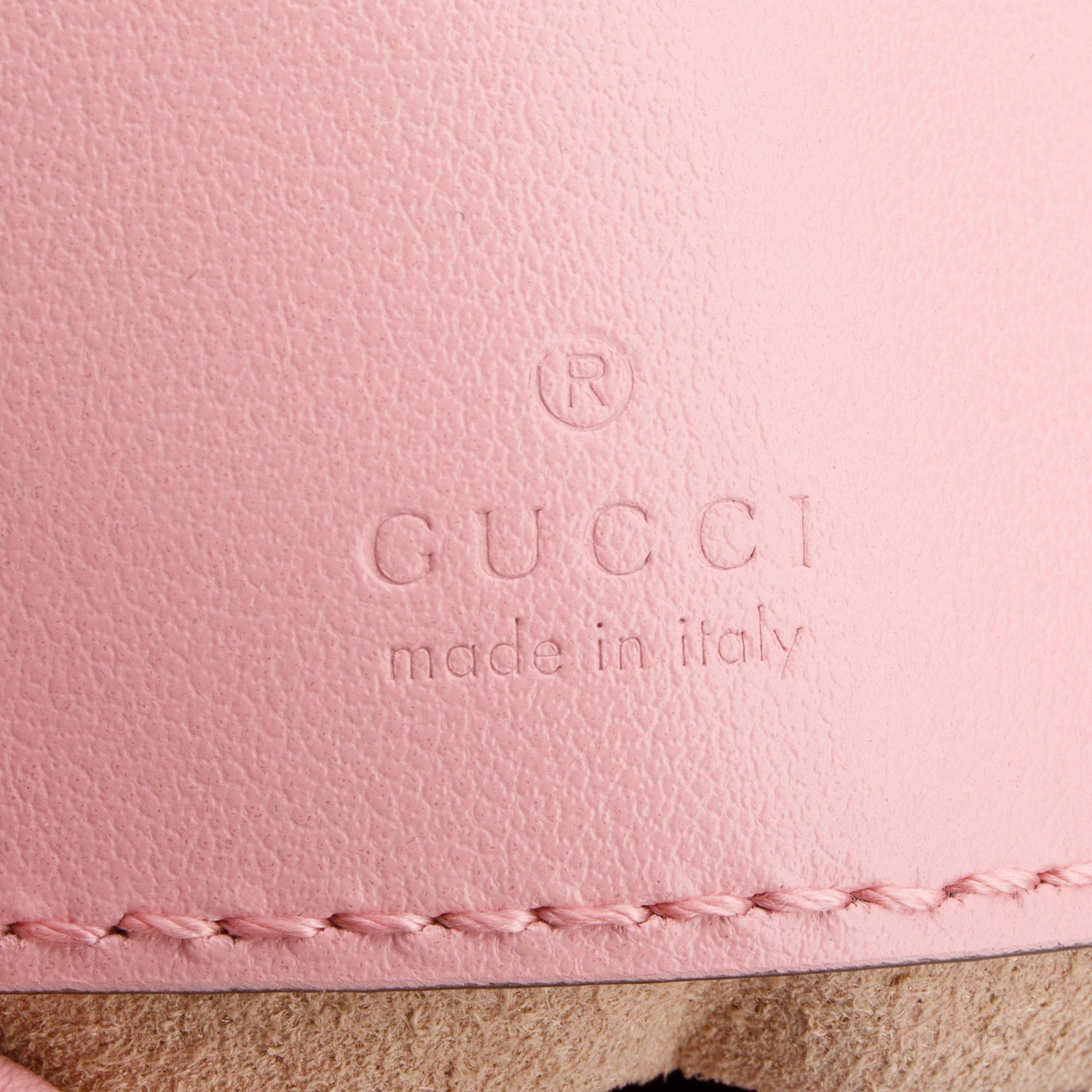 Gucci Pink Calfskin Leather GG Marmont Mini Bucket Bag w/ Box