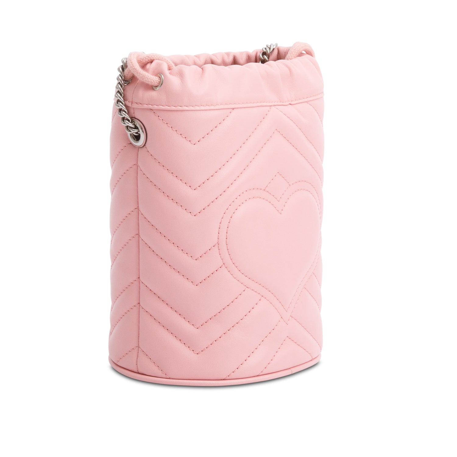 Gucci Pink Calfskin Leather GG Marmont Mini Bucket Bag w/ Box