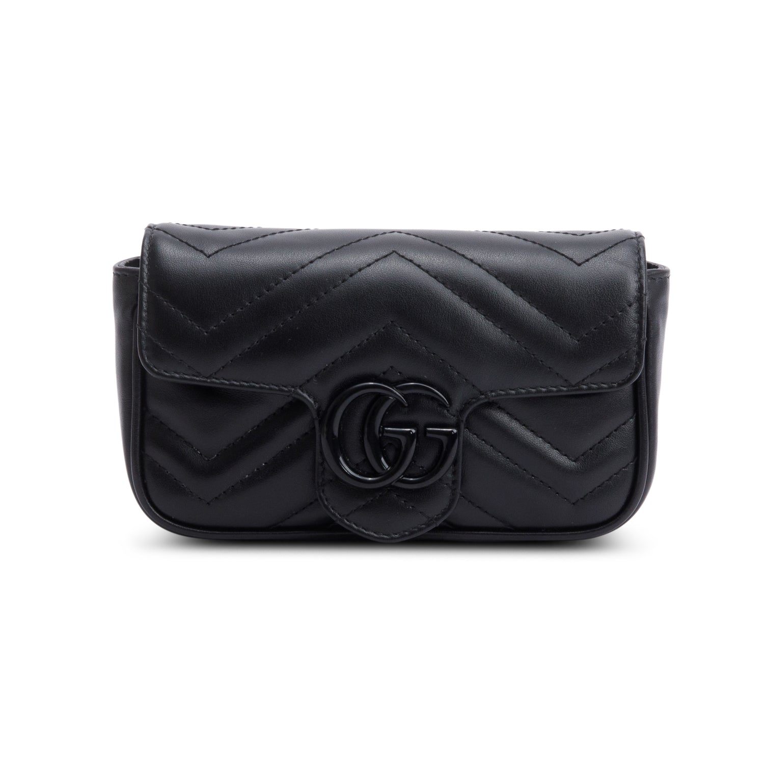 Gucci Black GG Marmont Matelasse Monochrome Belt Bag w/ Box