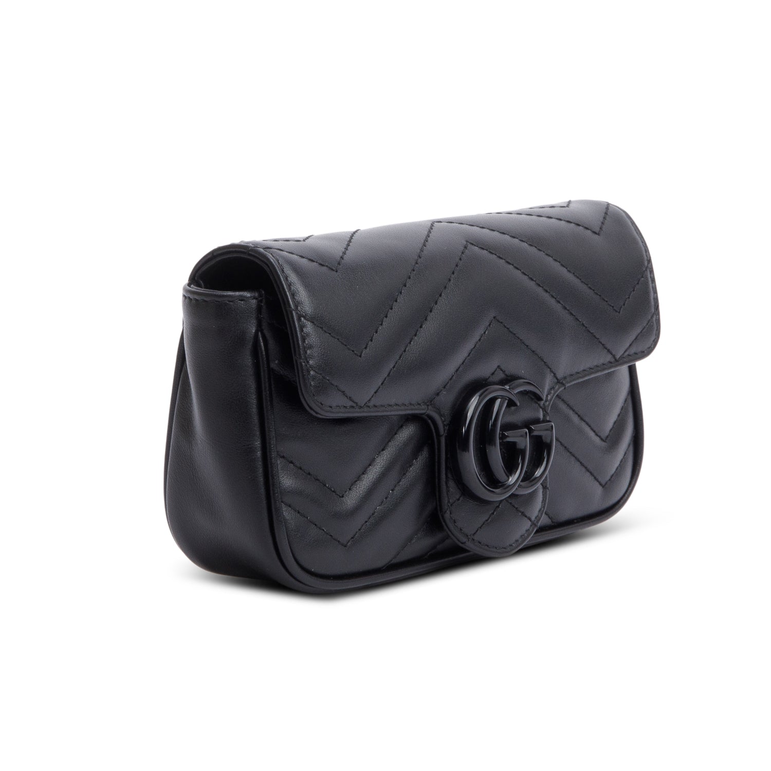 Gucci Black GG Marmont Matelasse Monochrome Belt Bag w/ Box