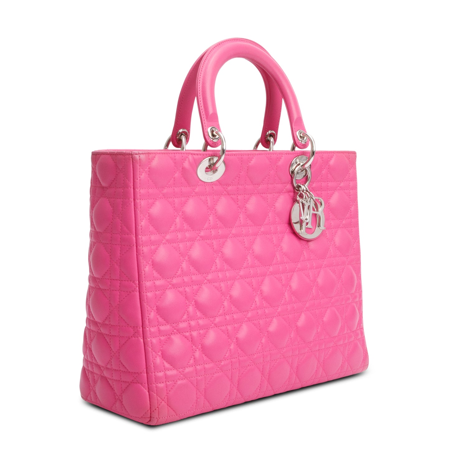 Christian Dior Pink Cannage Leather Large Lady Dior Bag w/ Authenticity Card