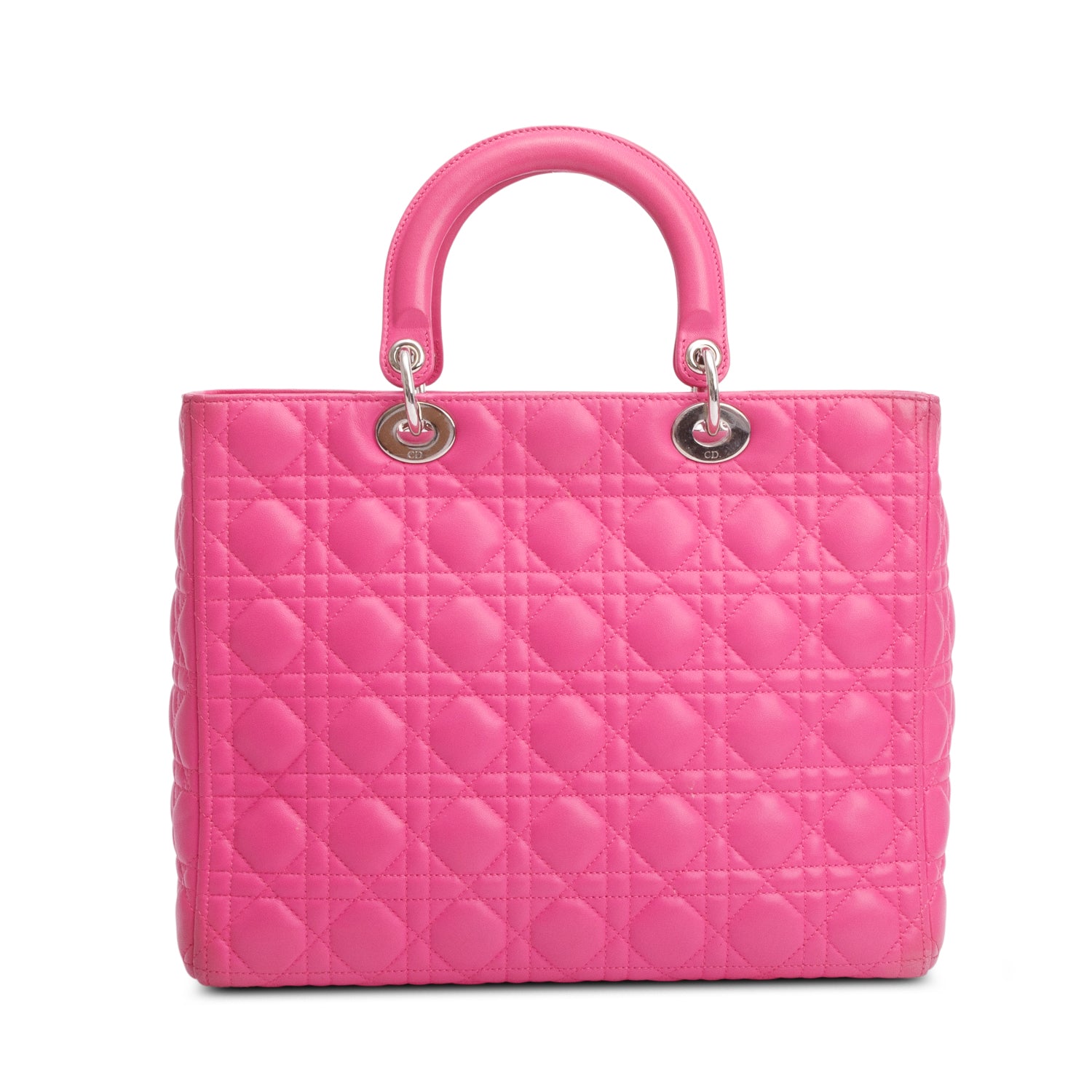 Christian Dior Pink Cannage Leather Large Lady Dior Bag w/ Authenticity Card