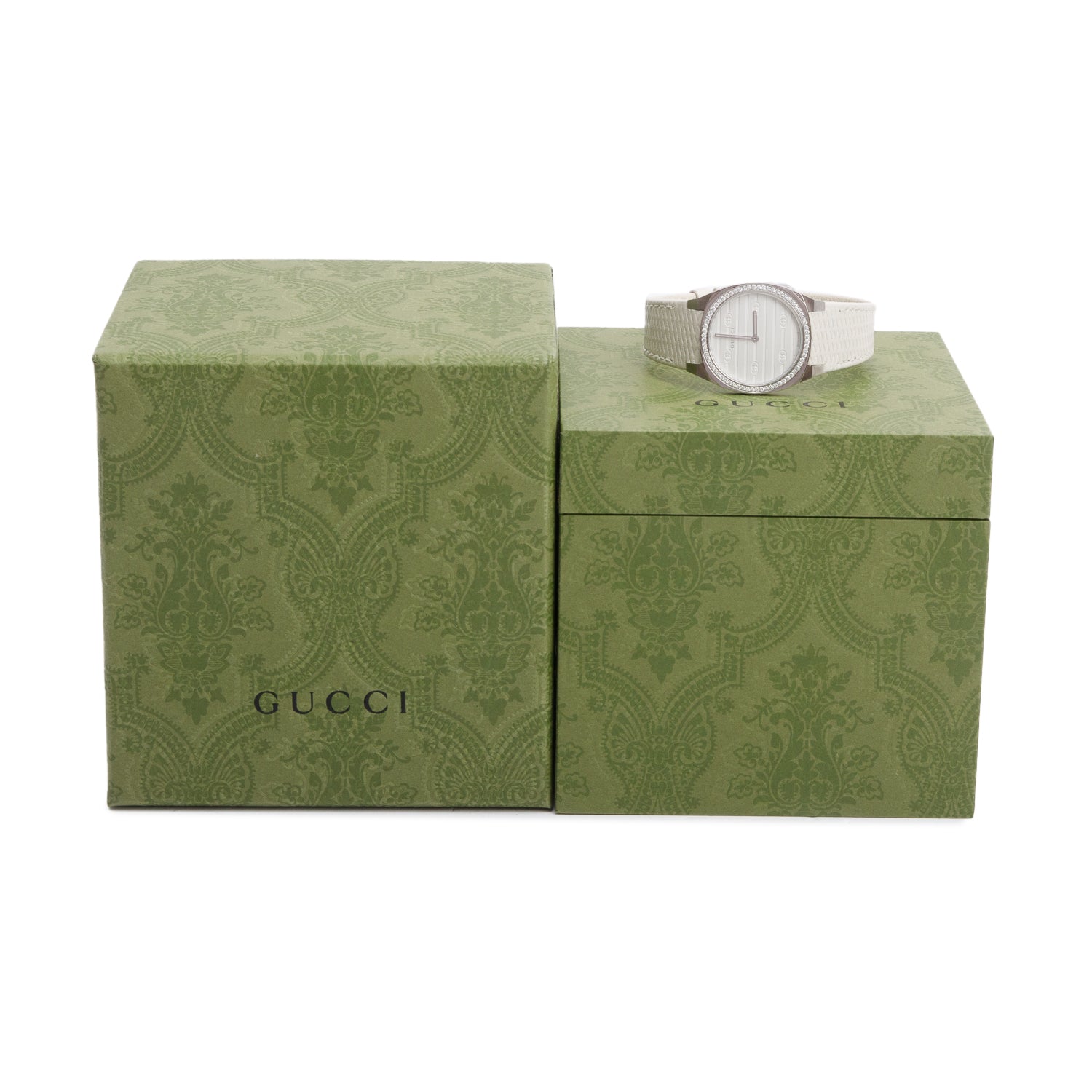 Gucci Stainless Steel Diamond Bezel 25H 30 MM Quartz Watch w/ Box