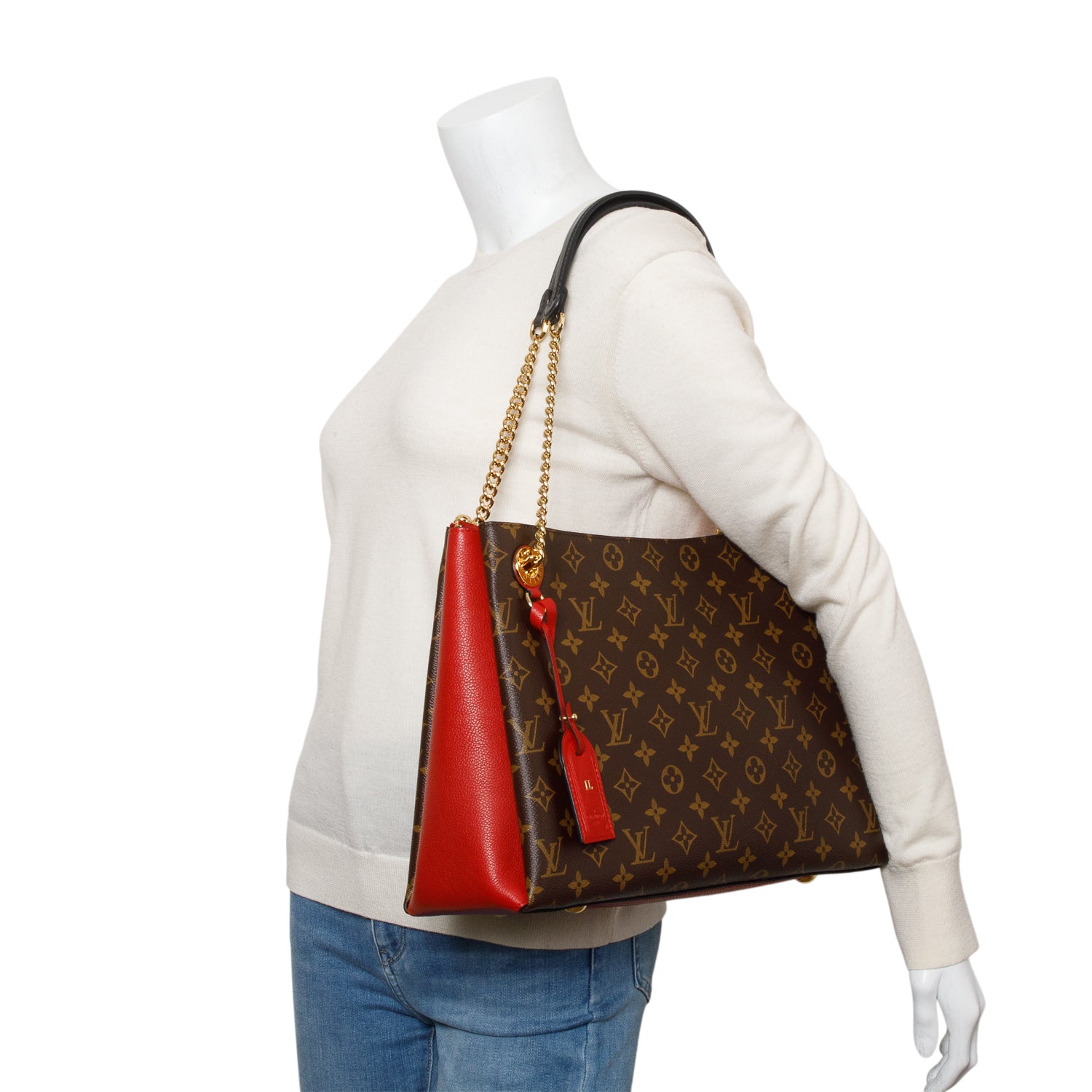 Louis Vuitton Monogram Red Leather Trim Surene MM w/ Box