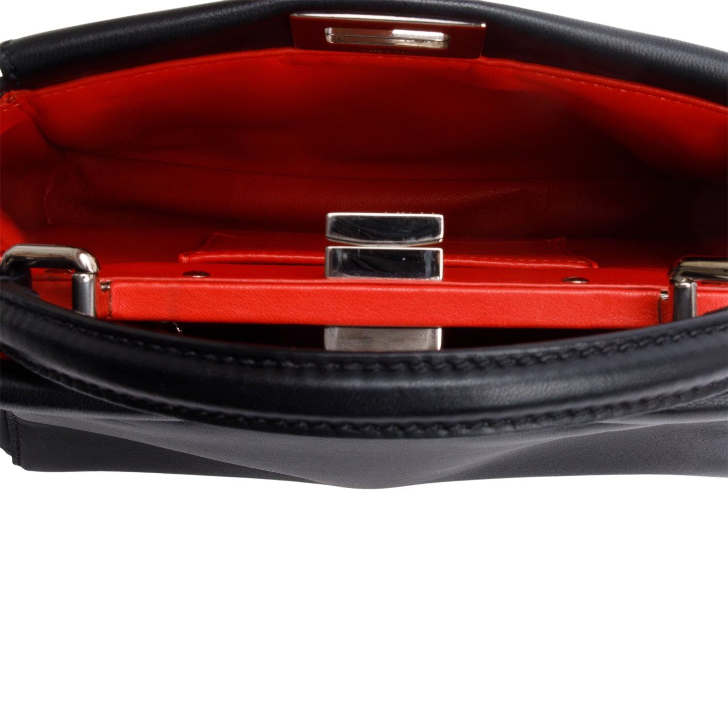 Fendi Black Calfskin Leather Mini Peekaboo Bag w/ Strap