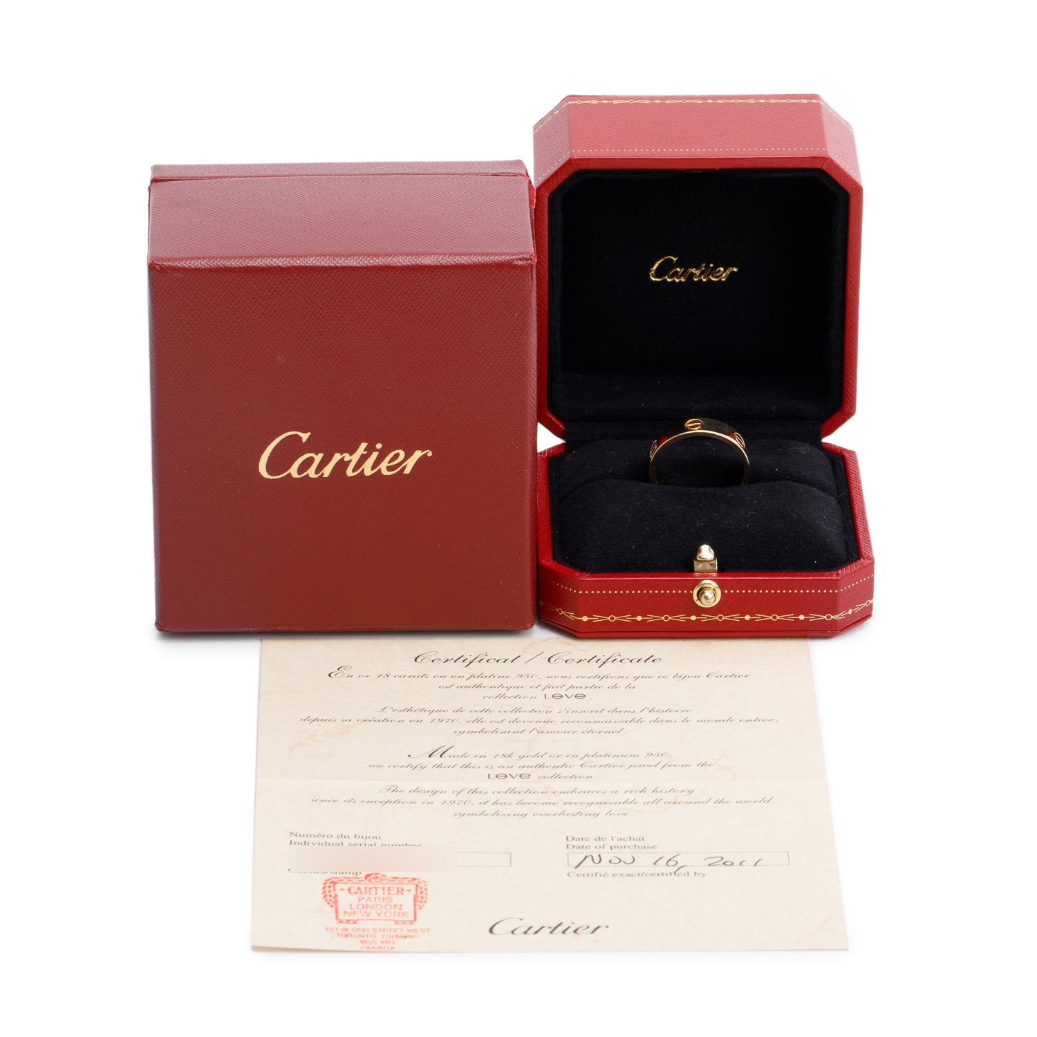 Cartier 18k Yellow Gold 5.5 MM Love Ring, Size 63 10.5 w/ Box & Certificate