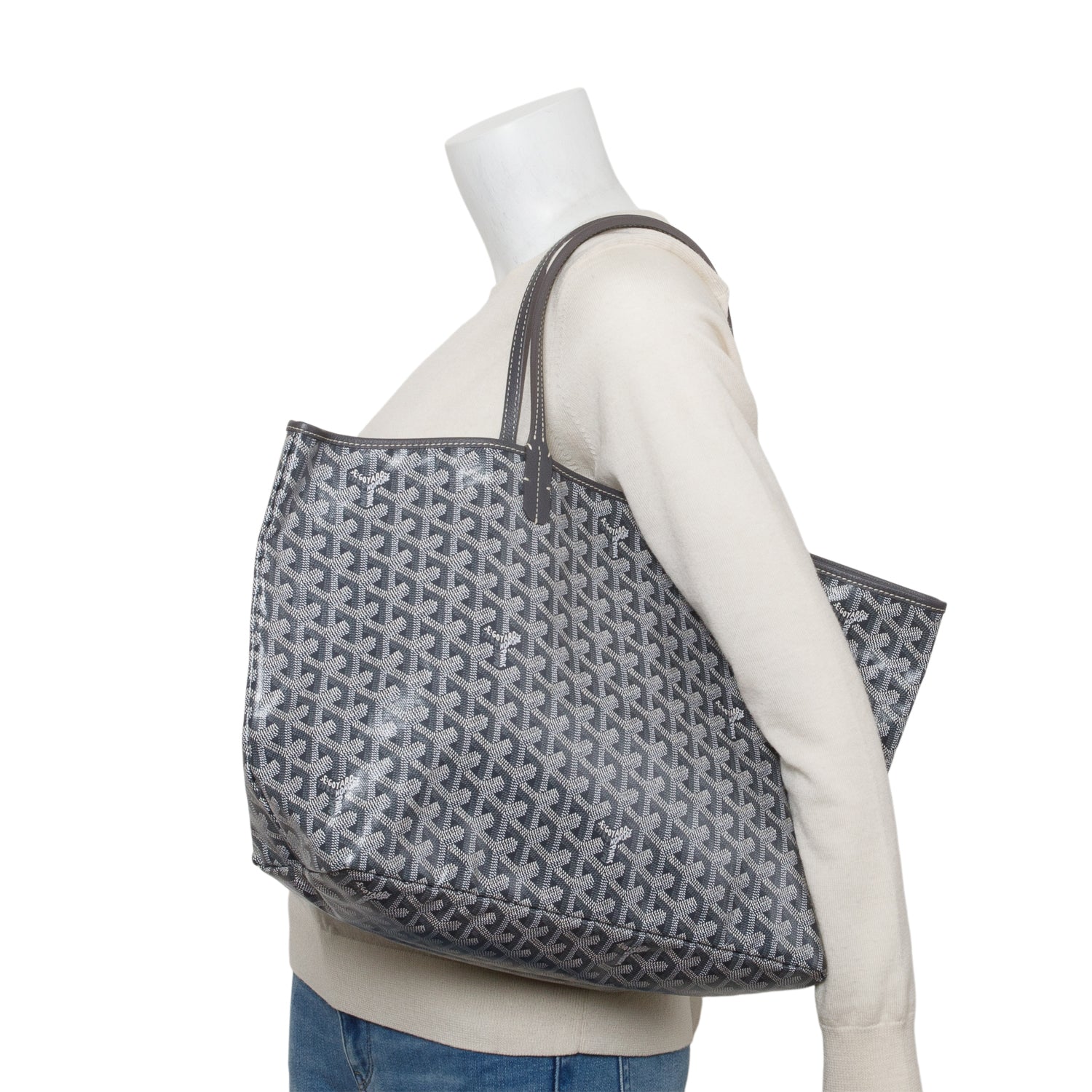 Goyard Grey Monogram Canvas Saint Louis Tote PM w/ Pouch